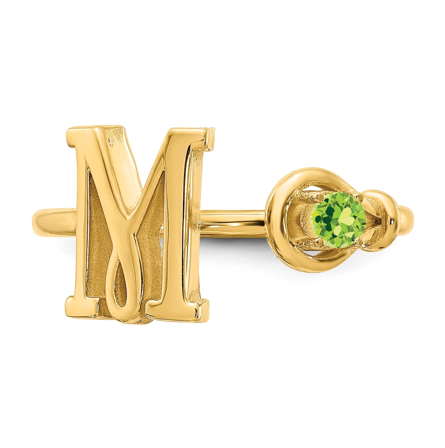 14K Yellow Gold Letter M with Birthstone Ring, Size 7