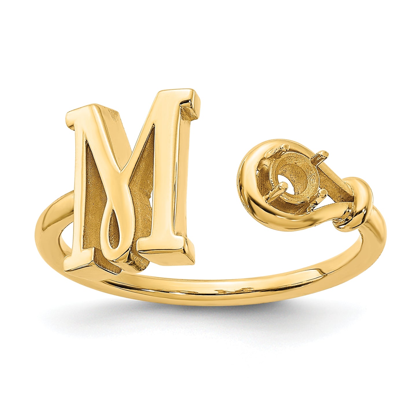 Sterling Silver Gold plated Letter M with Birthstone Ring, Size 6