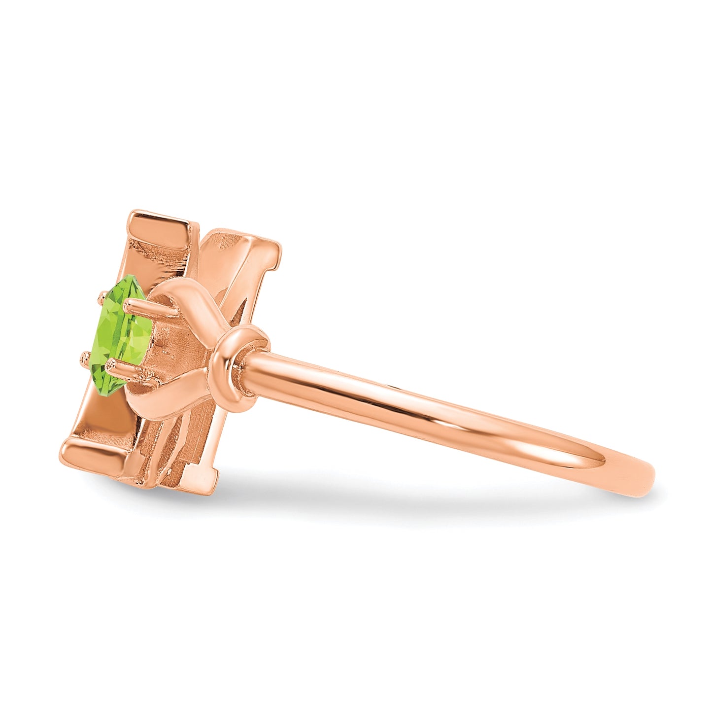 14K Rose Gold Letter M with Birthstone Ring, Size 8