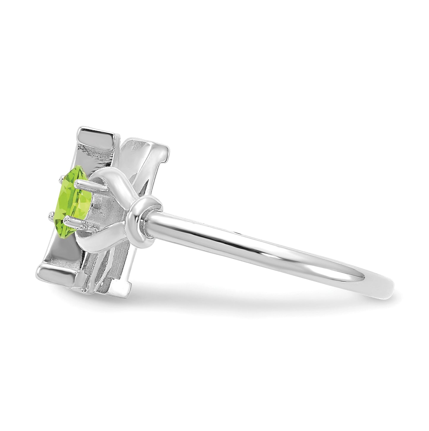 Sterling Silver Rhodium plated Letter M with Birthstone Ring, Size 7