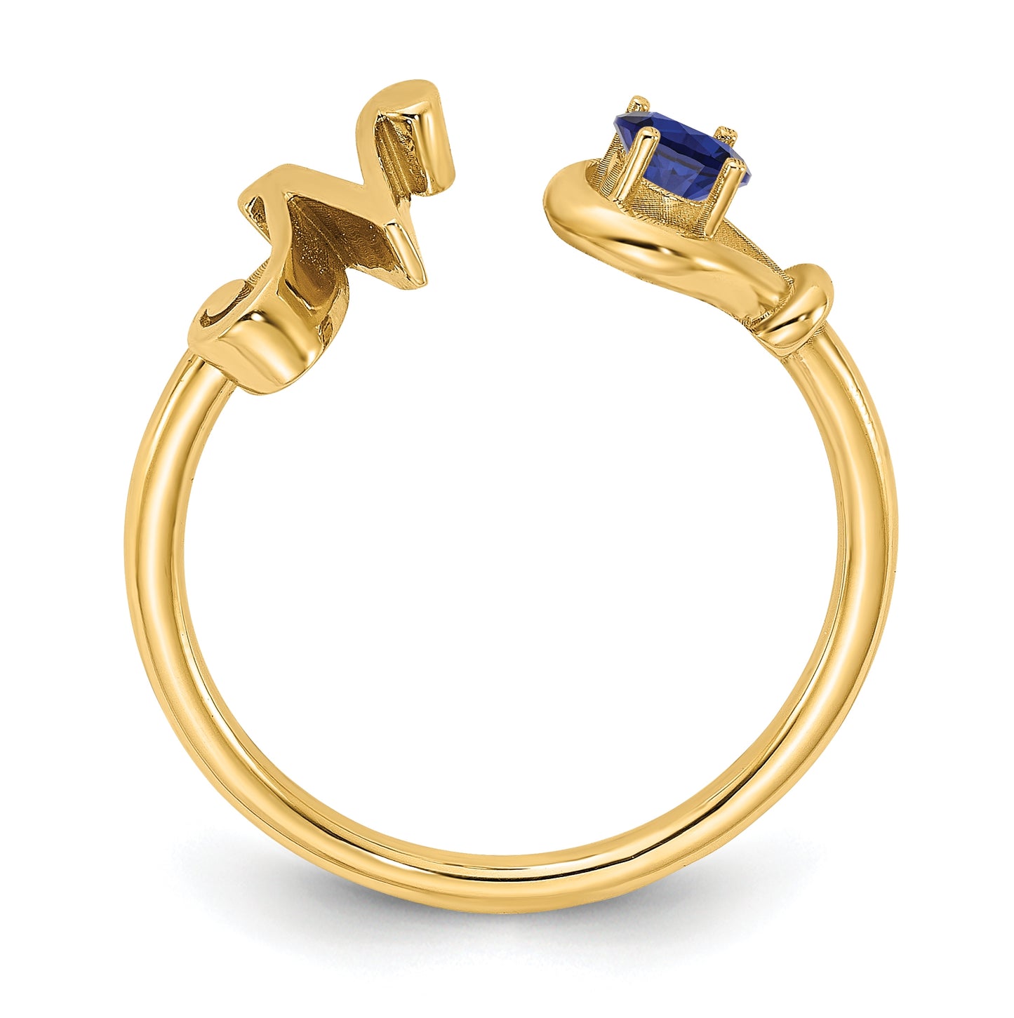 14K Yellow Gold Letter N with Birthstone Ring, Size 7
