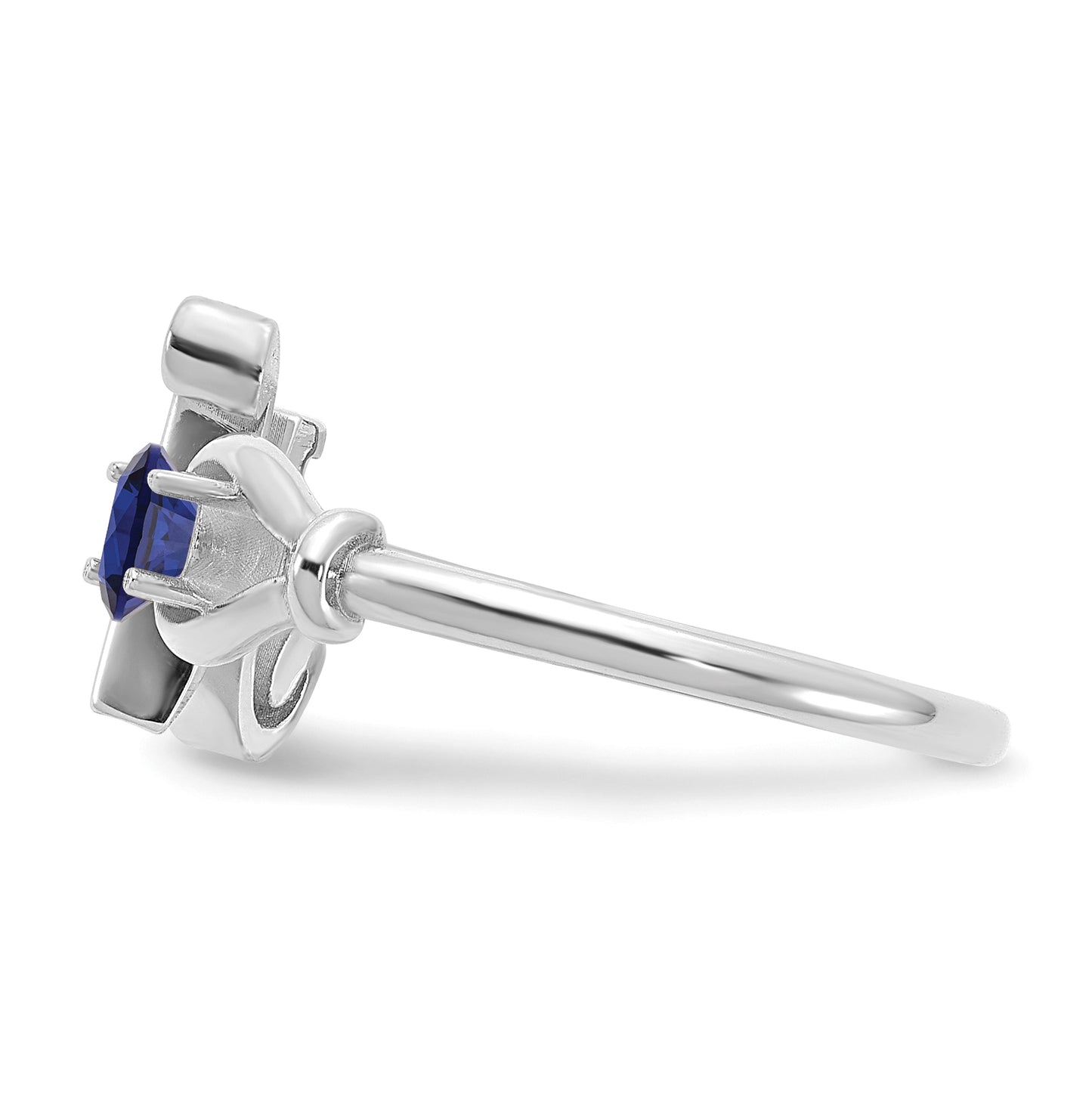 Sterling Silver Rhodium plated Letter N with Birthstone Ring, Size 7