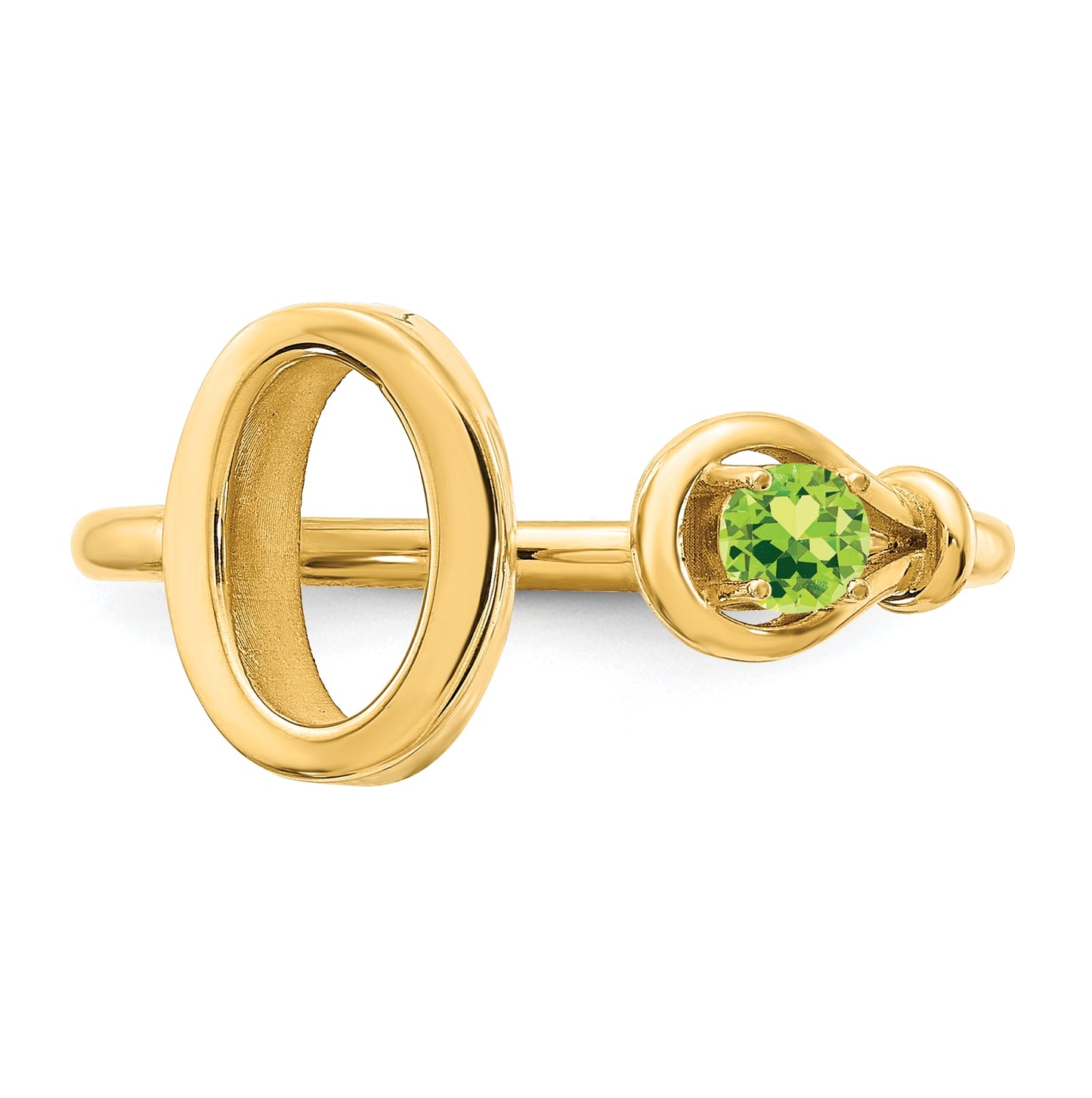 14K Yellow Gold Letter O with Birthstone Ring, Size 7