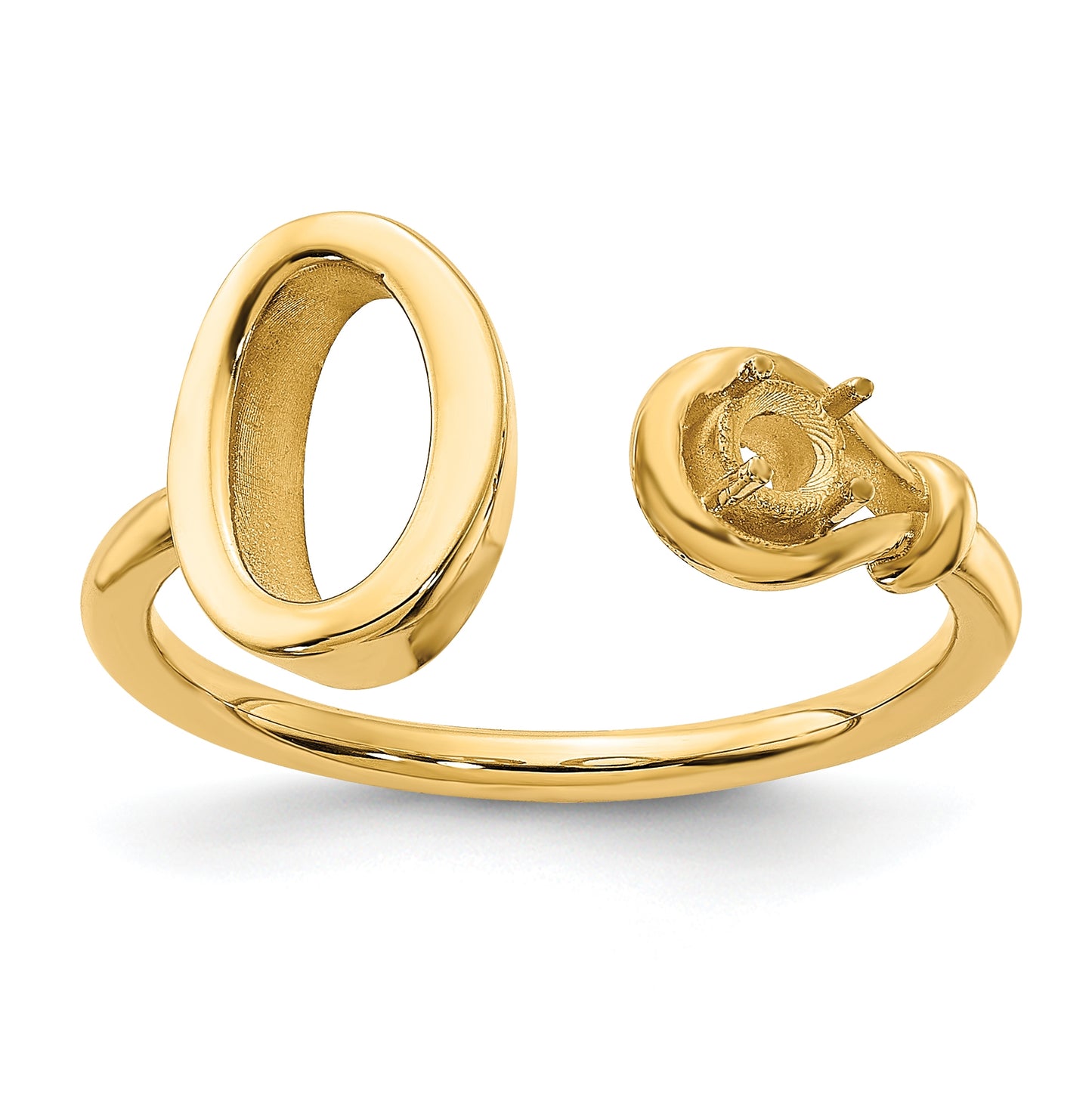 Sterling Silver Gold plated Letter O with Birthstone Ring, Size 6