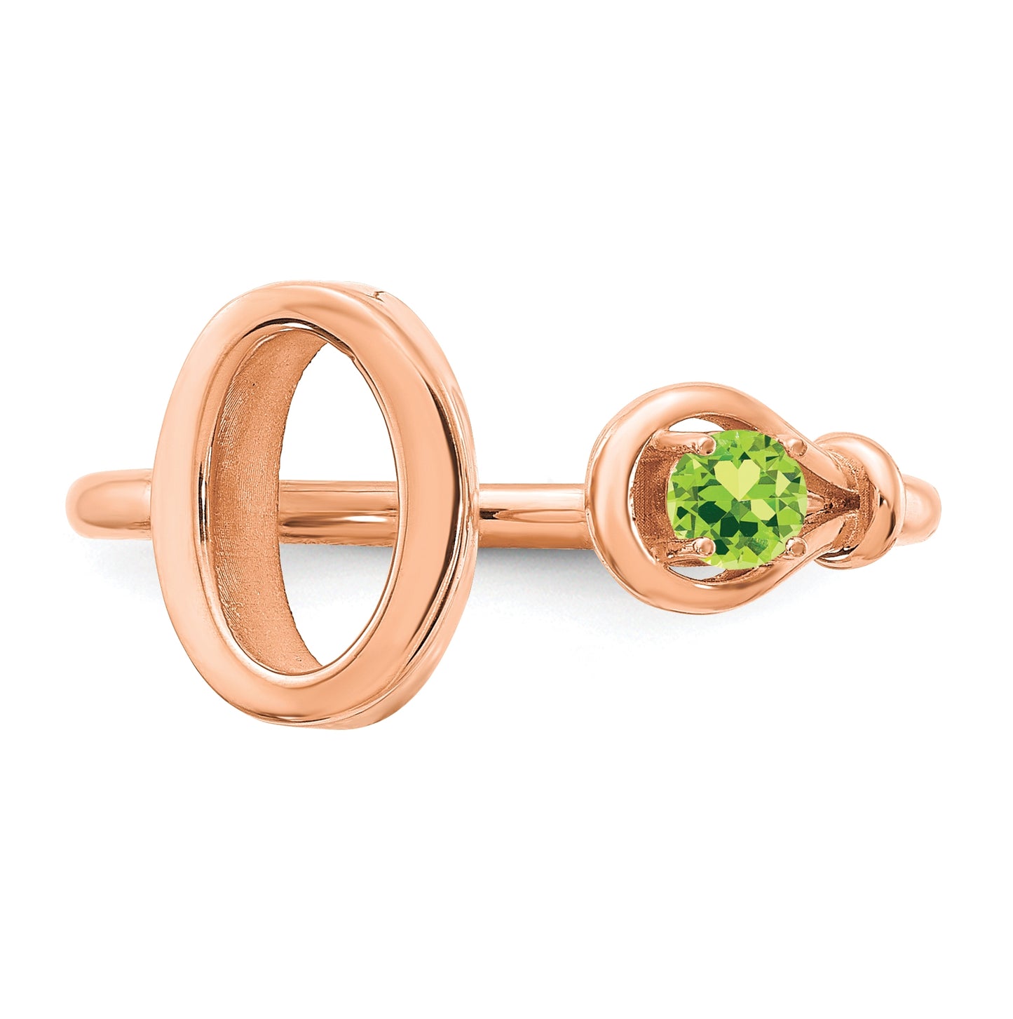 Sterling Silver Rose Gold plated Letter O with Birthstone Ring, Size 8
