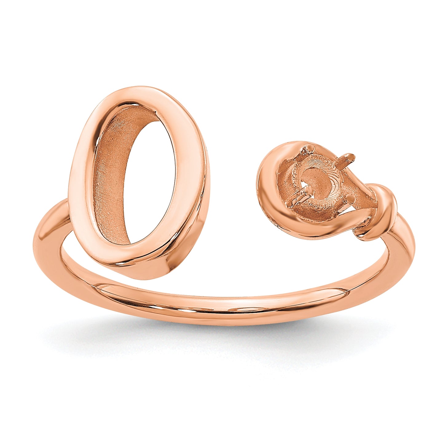 Sterling Silver Rose Gold plated Letter O with Birthstone Ring, Size 8