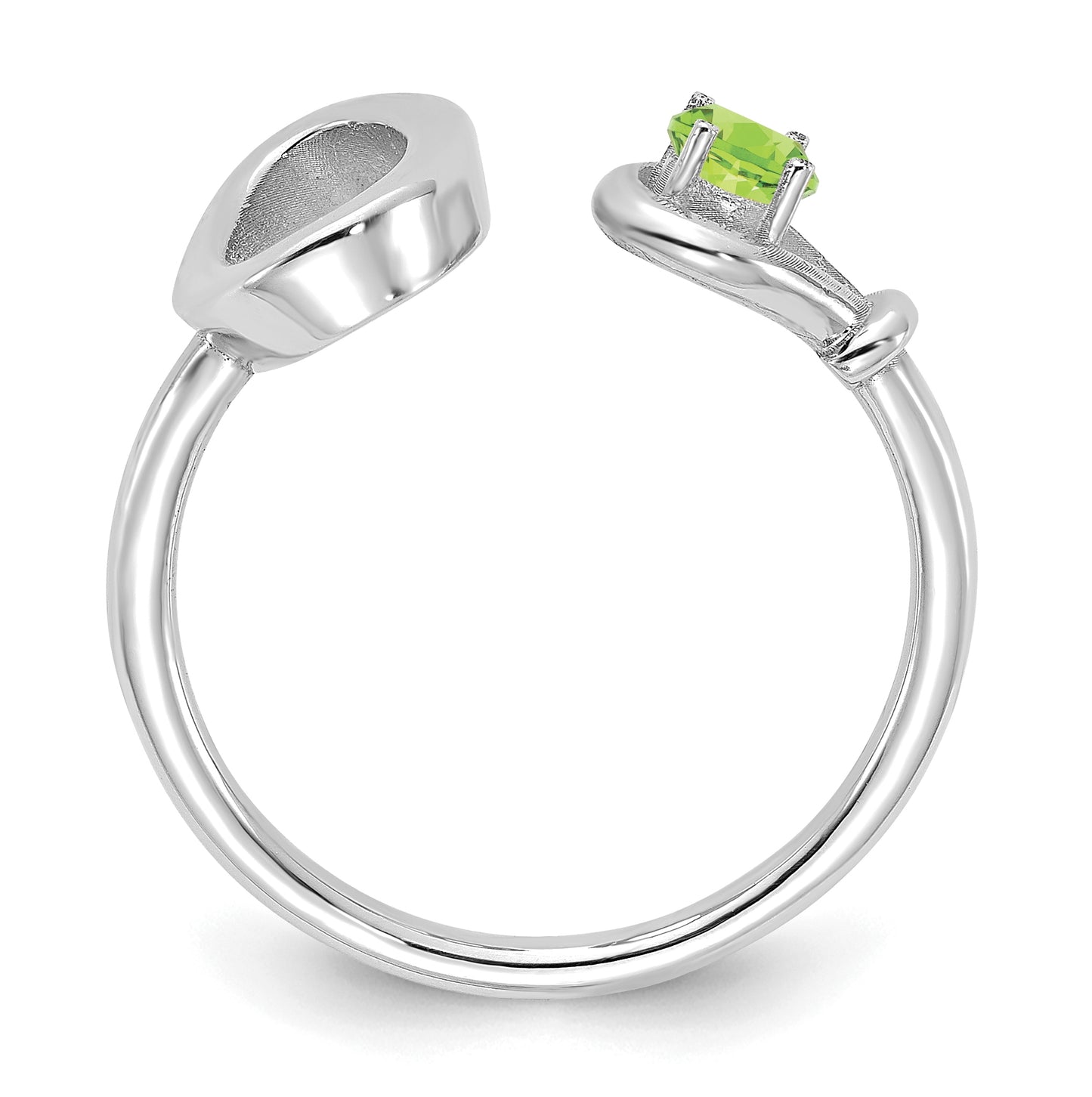 14K White Gold Letter O with Birthstone Ring, Size 7