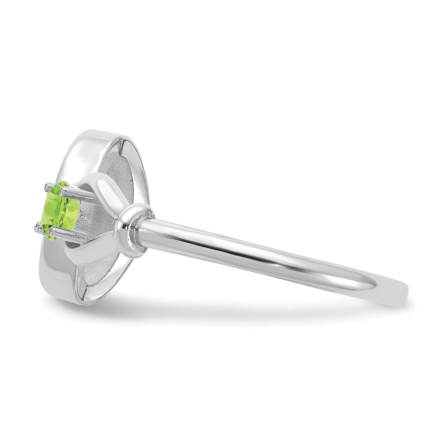Sterling Silver Rhodium plated Letter O with Birthstone Ring, Size 7