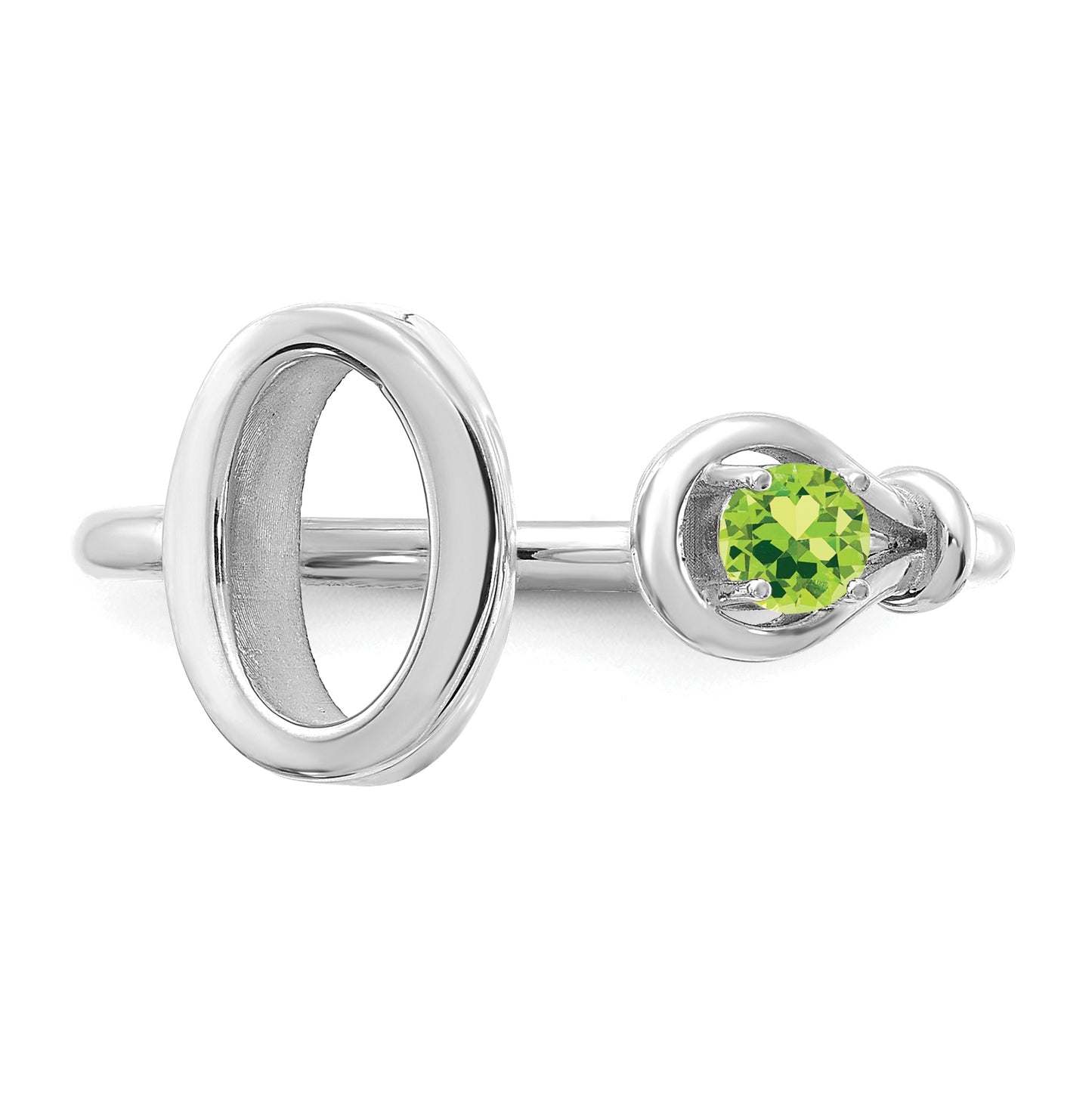 14K White Gold Letter O with Birthstone Ring, Size 7