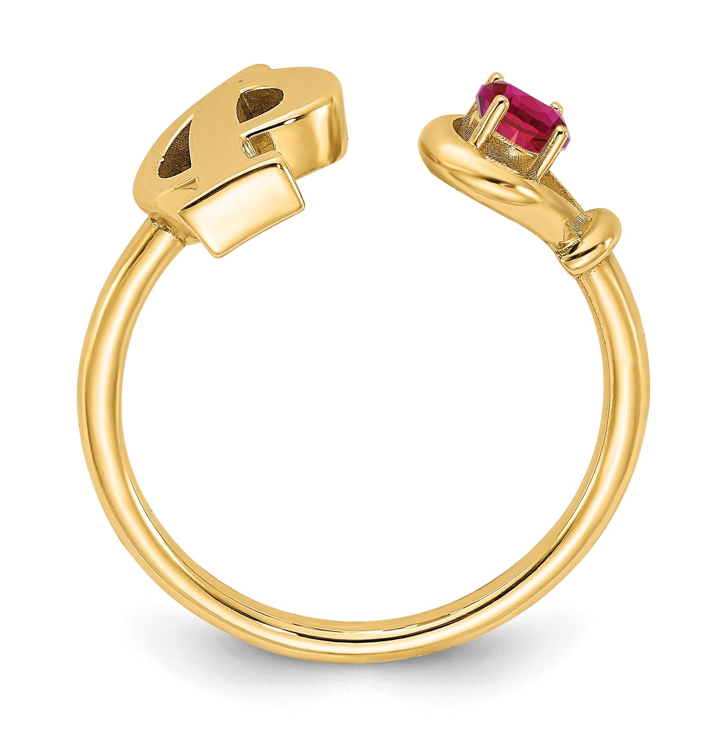 14K Yellow Gold Letter P with Birthstone Ring, Size 7