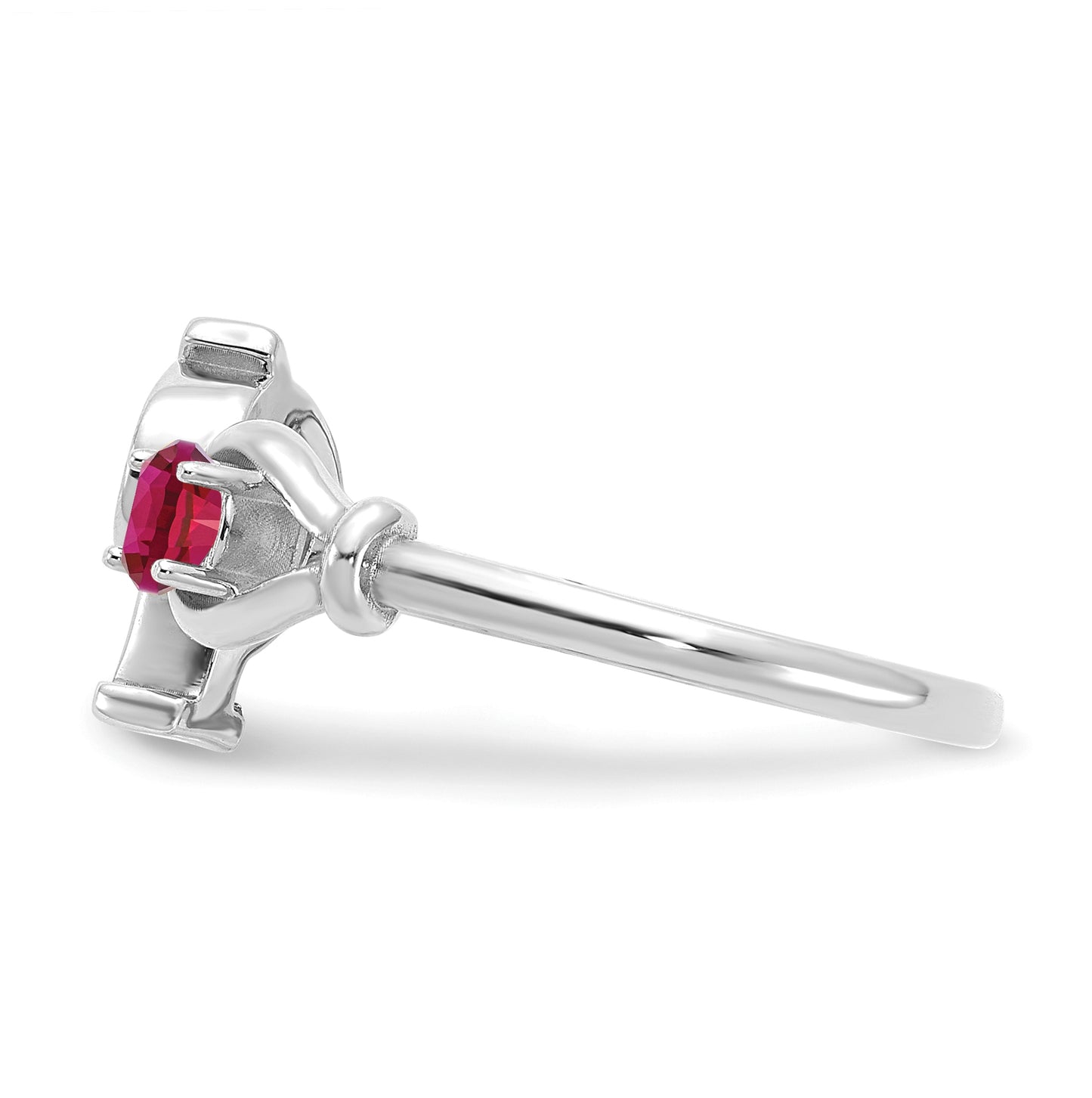 14K White Gold Letter P with Birthstone Ring, Size 7