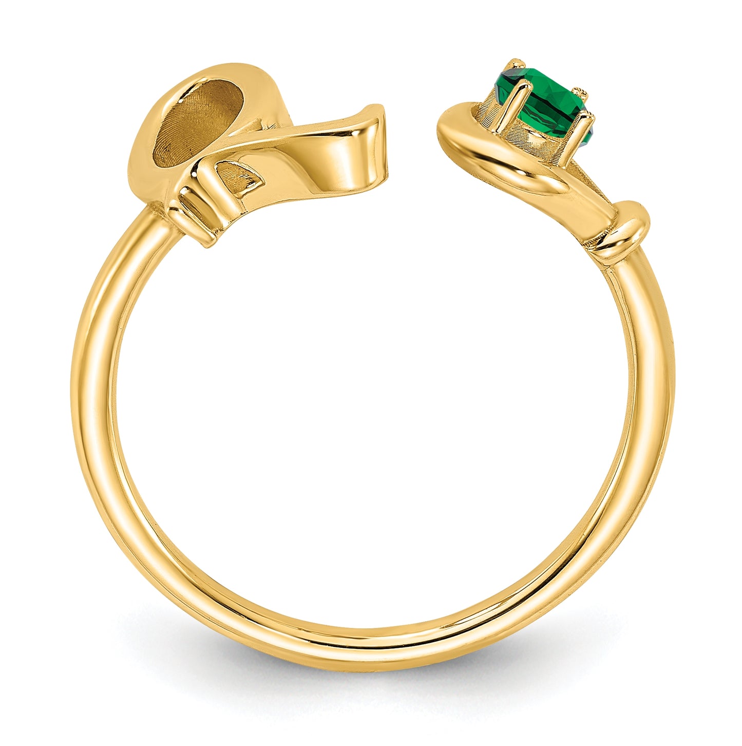 14K Yellow Gold Letter Q with Birthstone Ring, Size 7