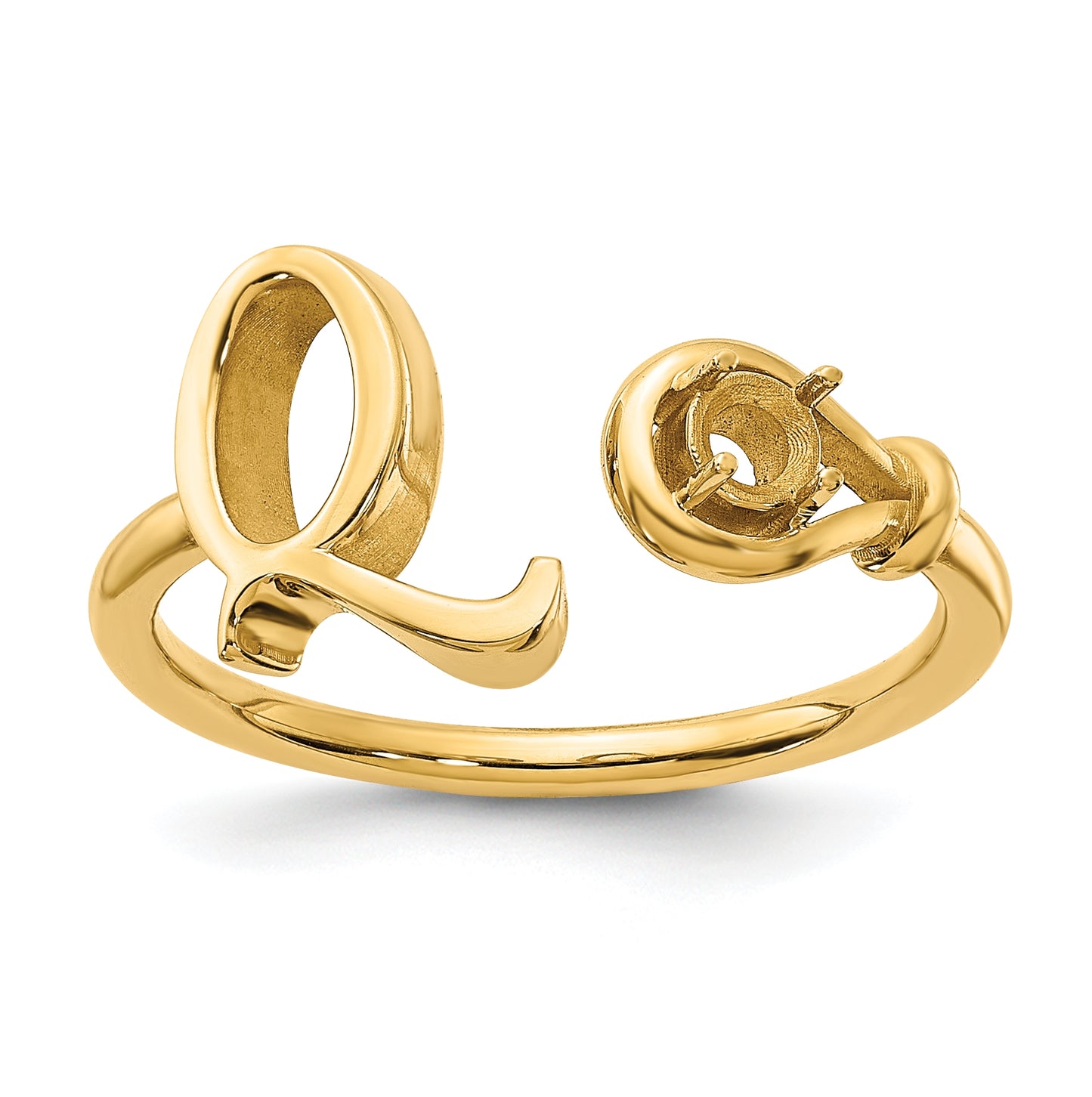 14K Yellow Gold Letter Q with Birthstone Ring, Size 7