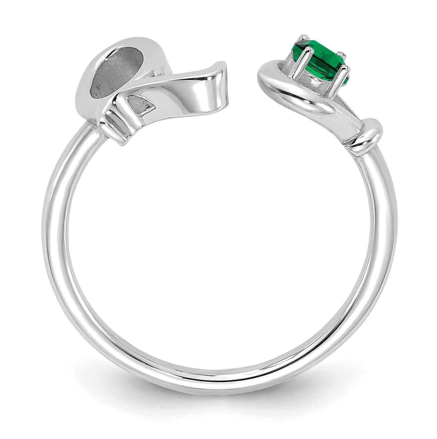 14K White Gold Letter Q with Birthstone Ring, Size 7