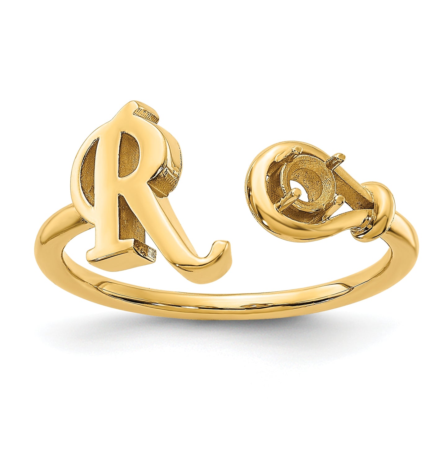 Sterling Silver Gold plated Letter R with Birthstone Ring, Size 6
