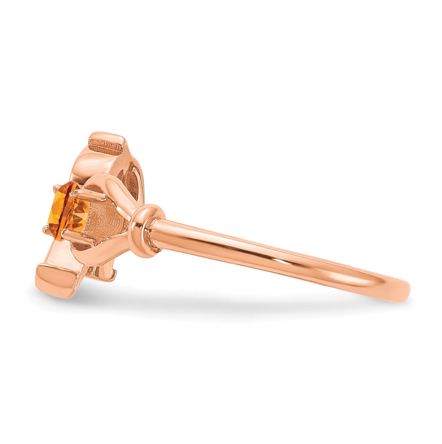14k Rose Gold Letter R with birthstone Ring, Size 8
