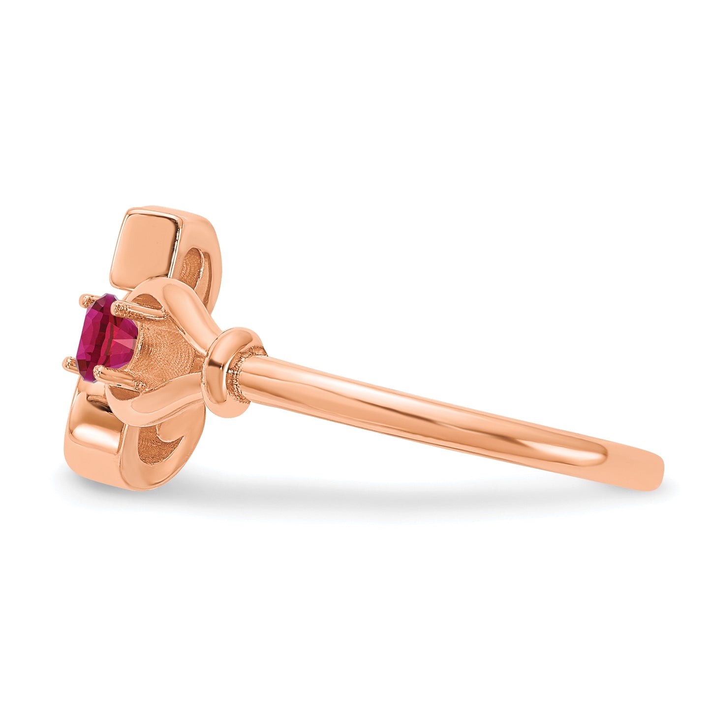 Sterling Silver Rose Gold Plated Letter S with Birthstone Ring, Size 8