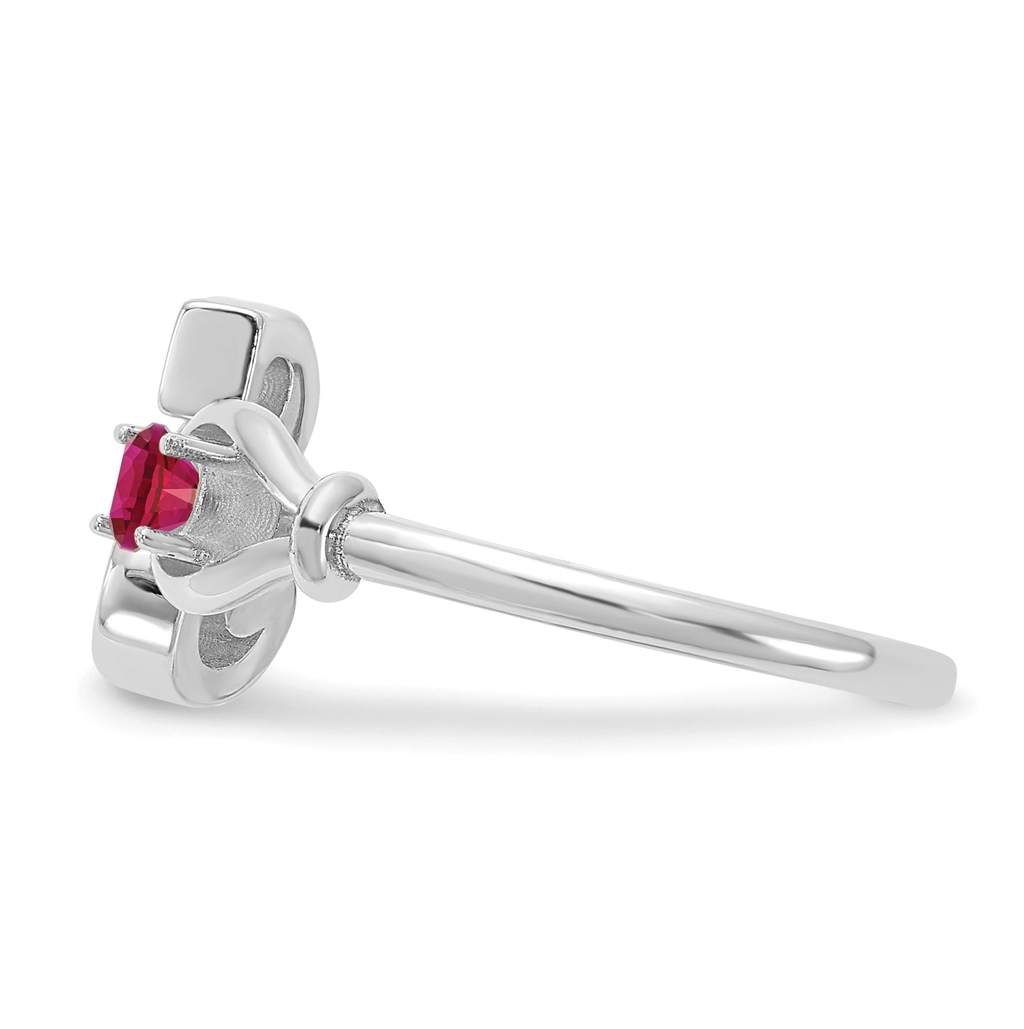 Sterling Silver Rhodium plated Letter S with Birthstone Ring, Size 7