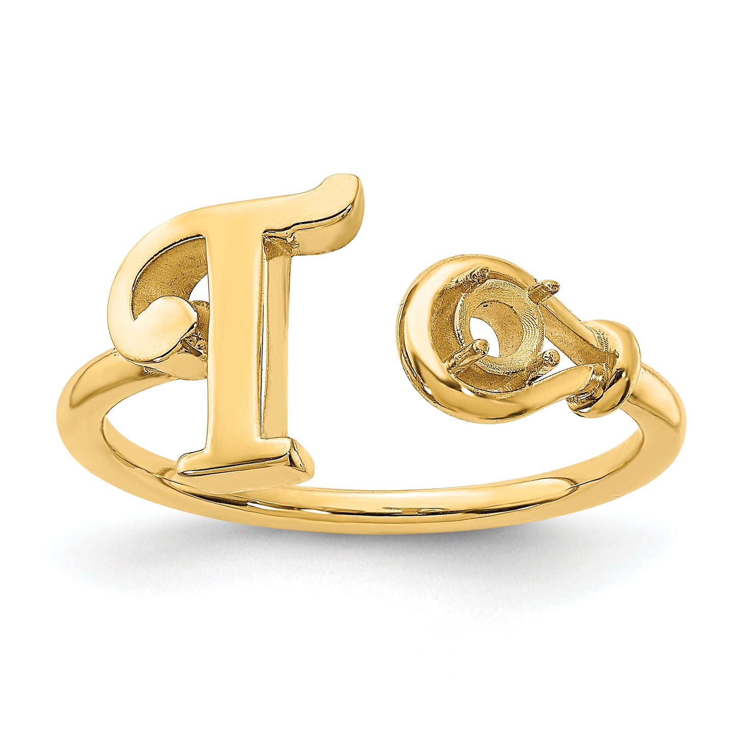 14K Yellow Gold Letter T with Birthstone Rings, Size 7