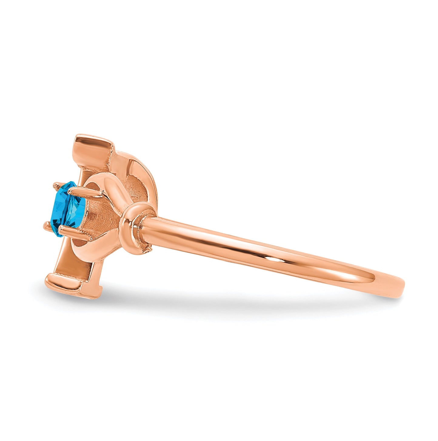 14K Rose Gold Letter T with Birthstone Ring, Size 8