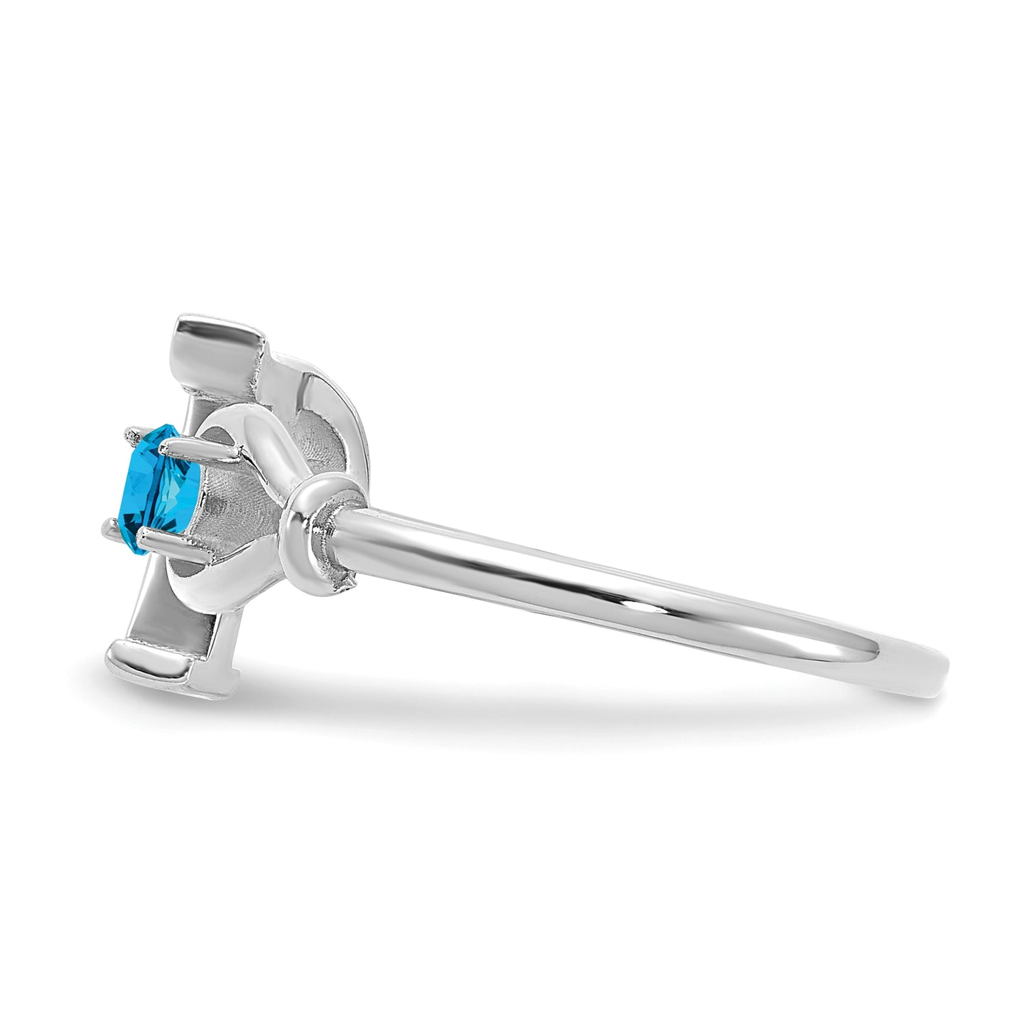 14K White Gold Letter T with Birthstone Rings, Size 7