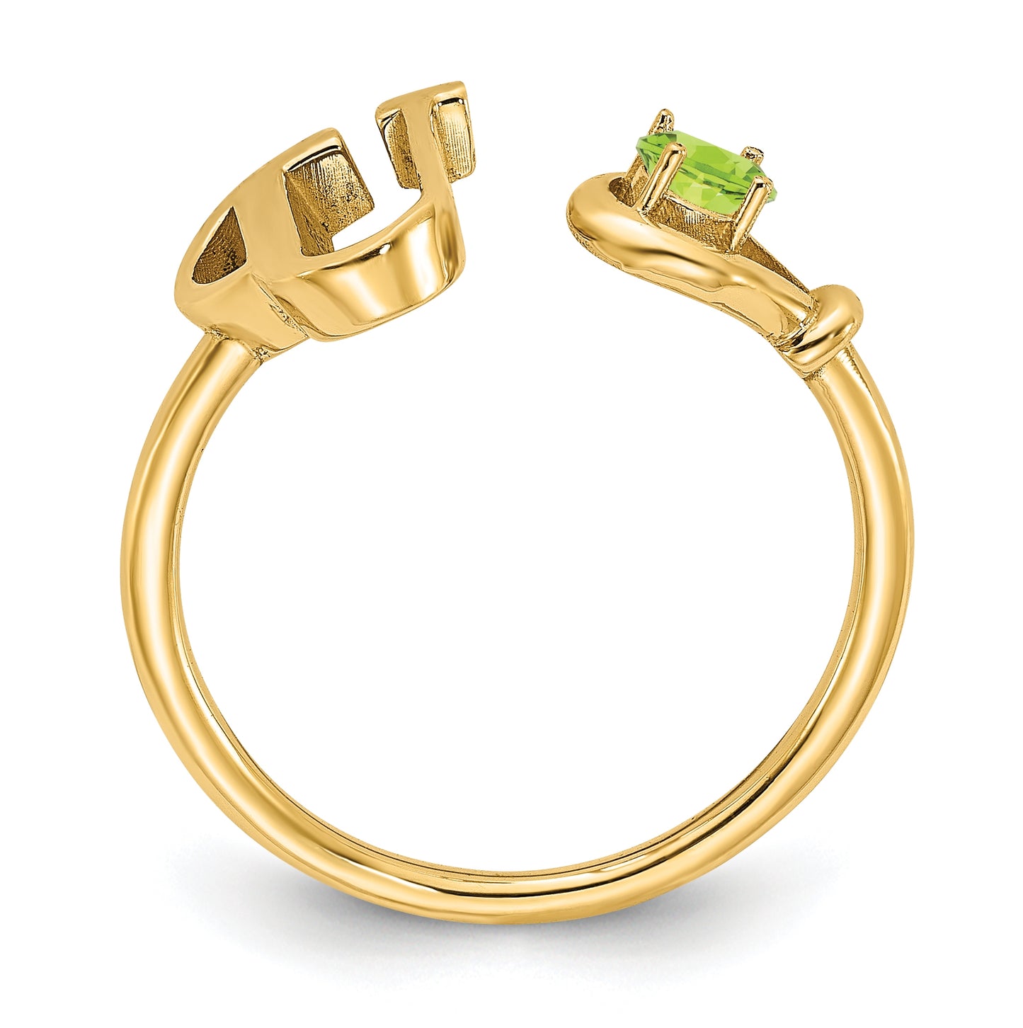 Sterling Silver Gold plated Letter U with Birthstone Rings, Size 6