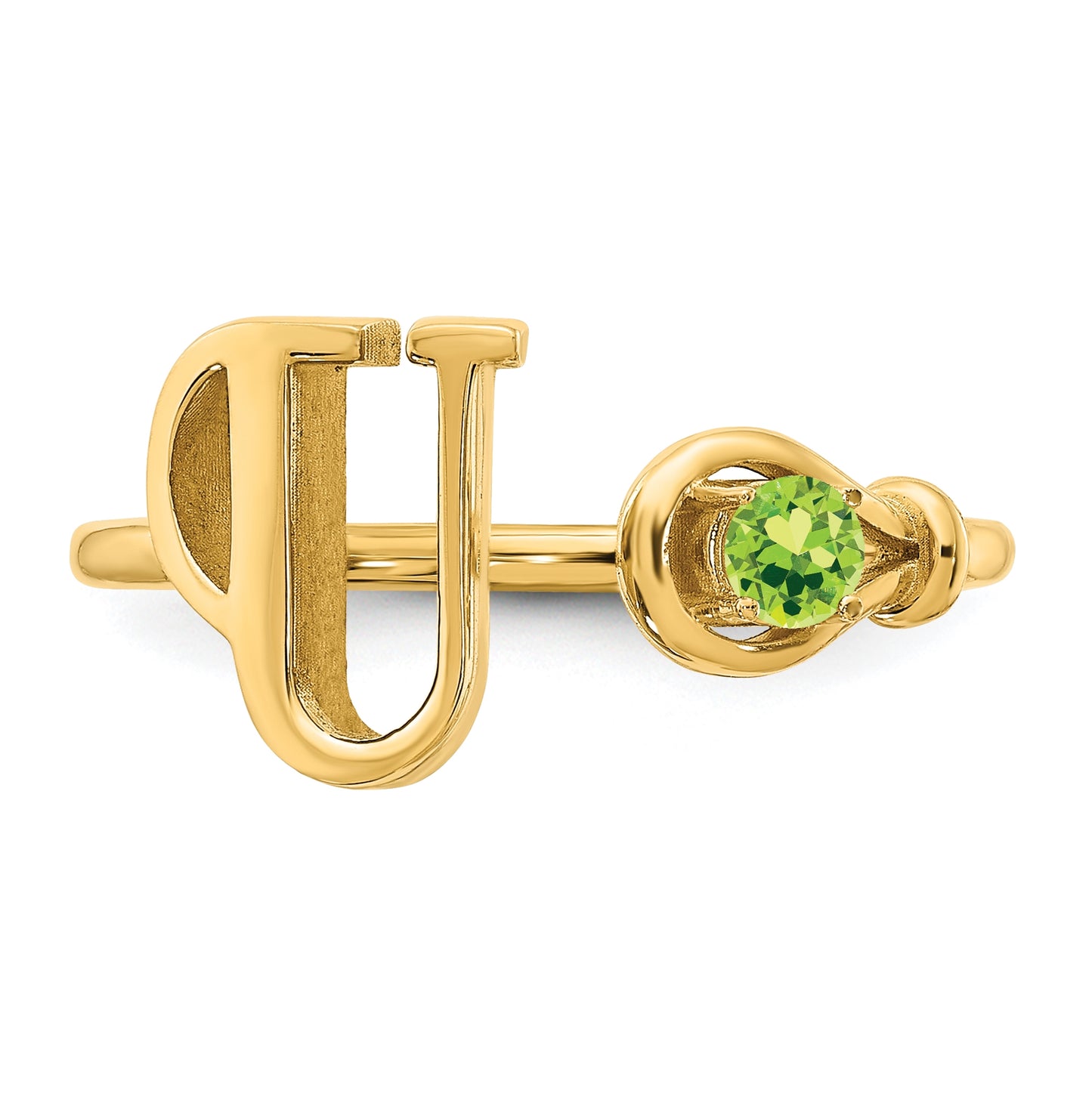 Sterling Silver Gold plated Letter U with Birthstone Rings, Size 6