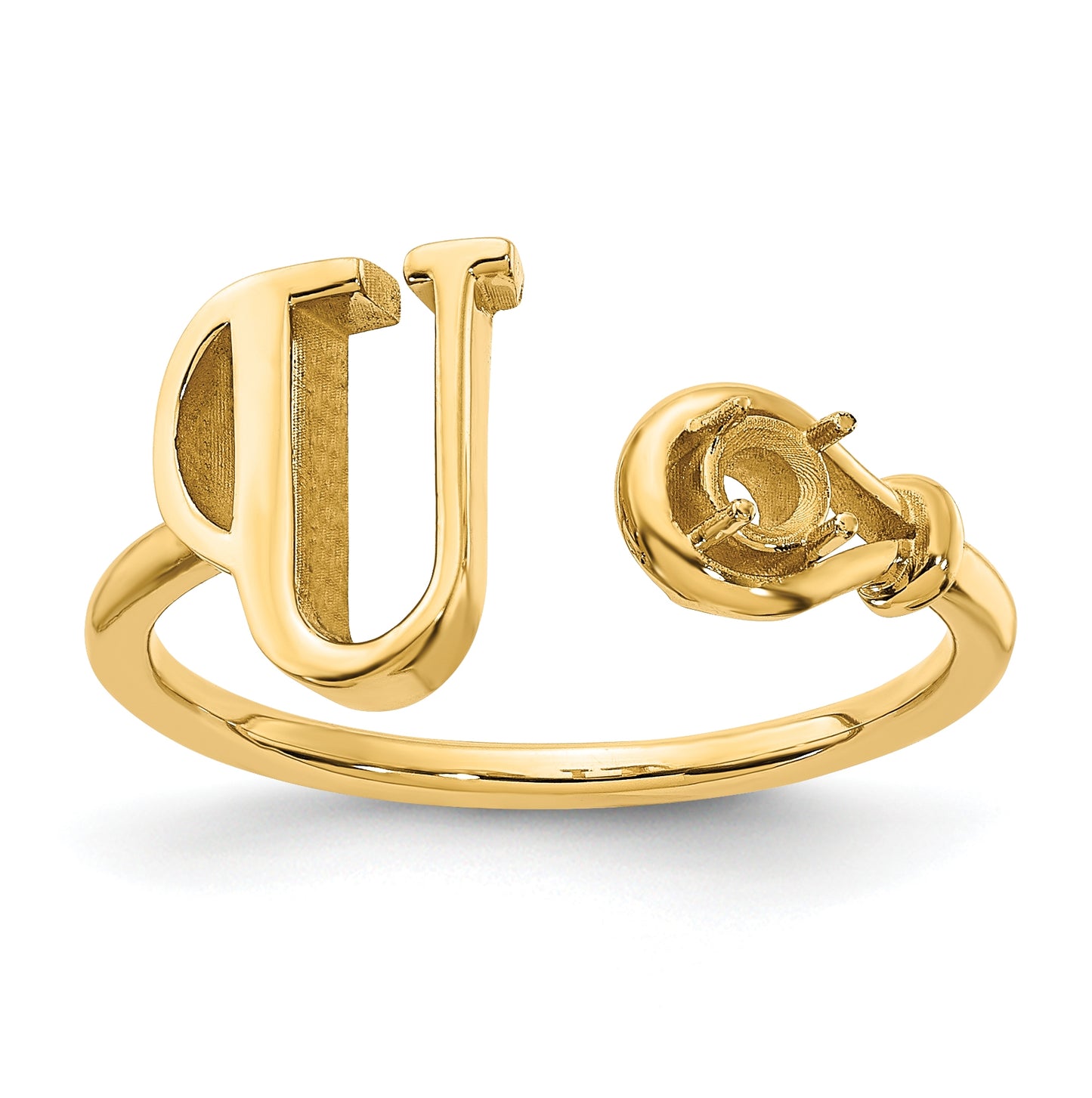 14K Yellow Gold Letter U with Birthstone Ring, Size 7