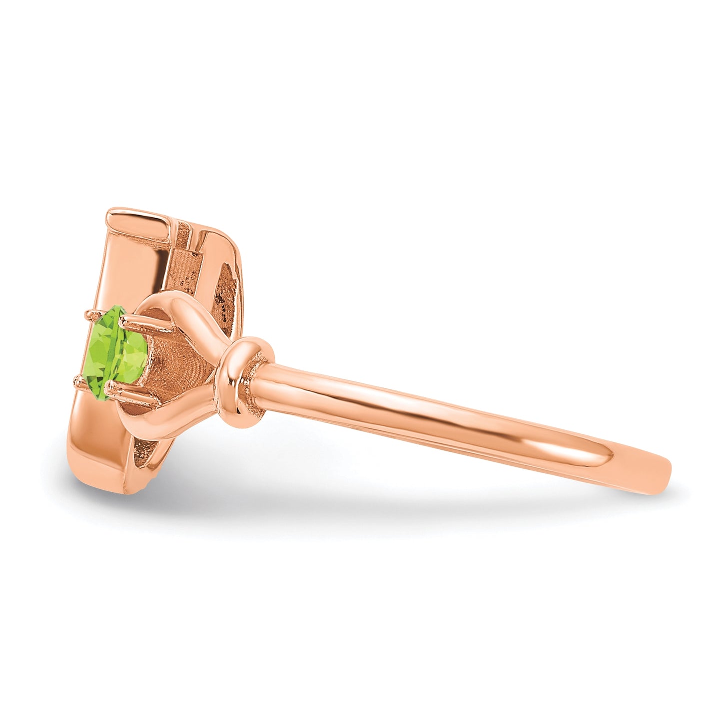 14K Rose Gold Letter U with Birthstone Ring, Size 8