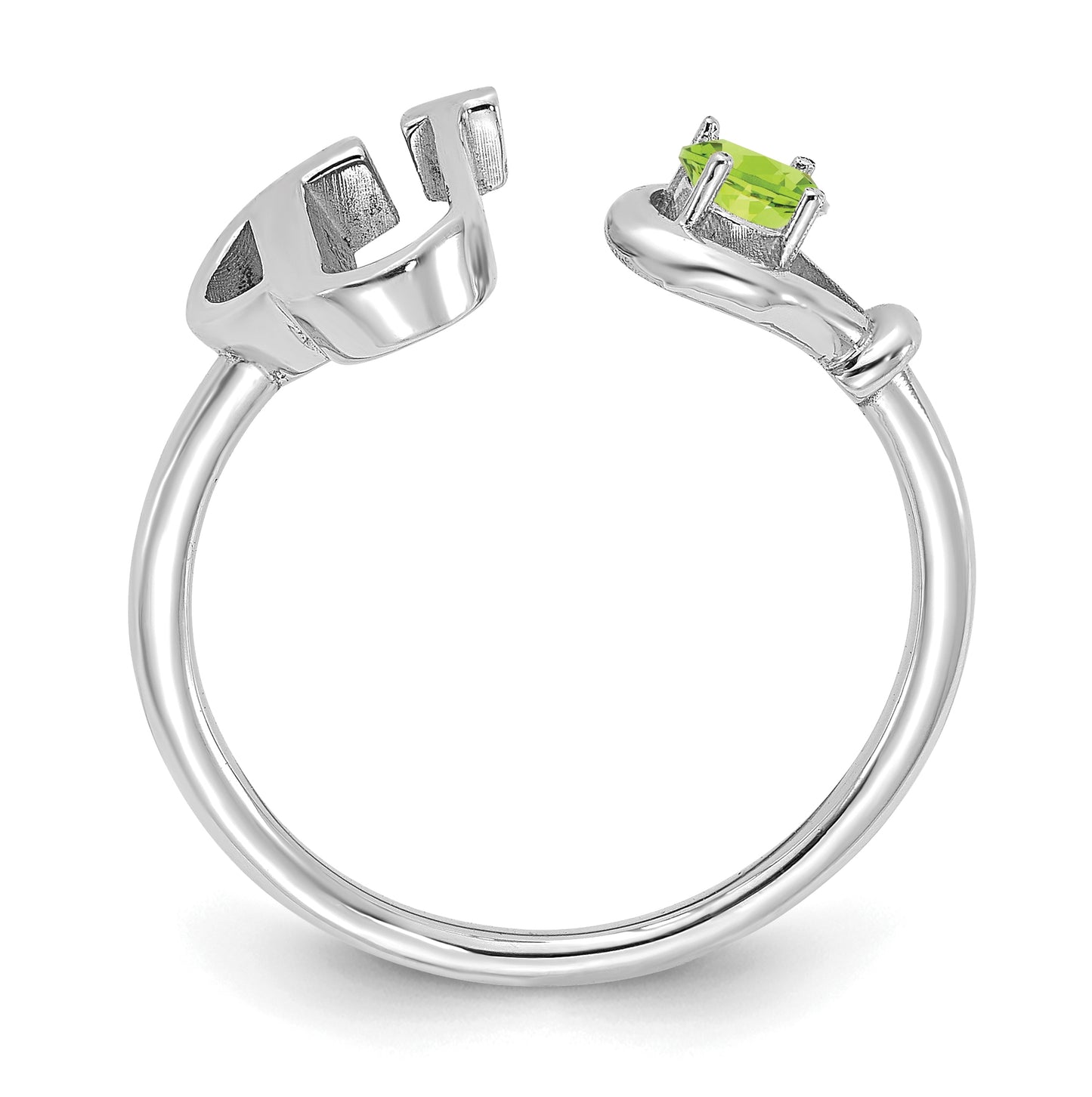 14K White Gold Letter U with Birthstone Ring, Size 7