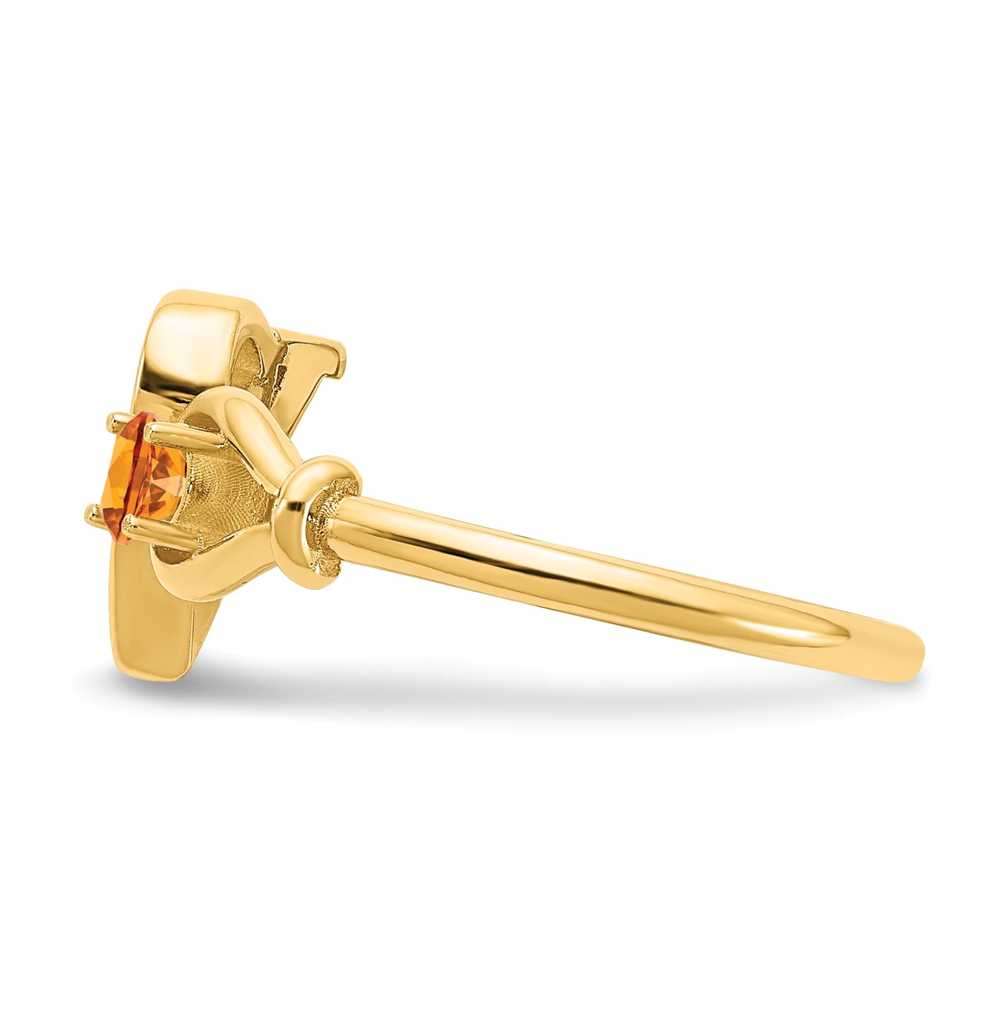 14K Yellow Gold Letter V with Birthstone Ring, Size 7