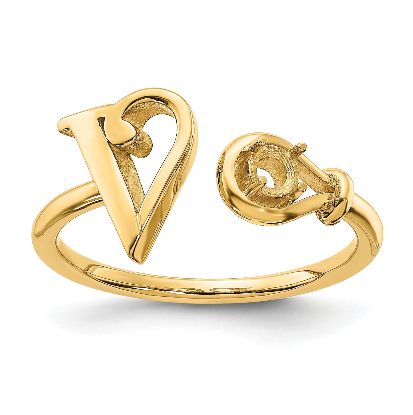 14K Yellow Gold Letter V with Birthstone Ring, Size 7