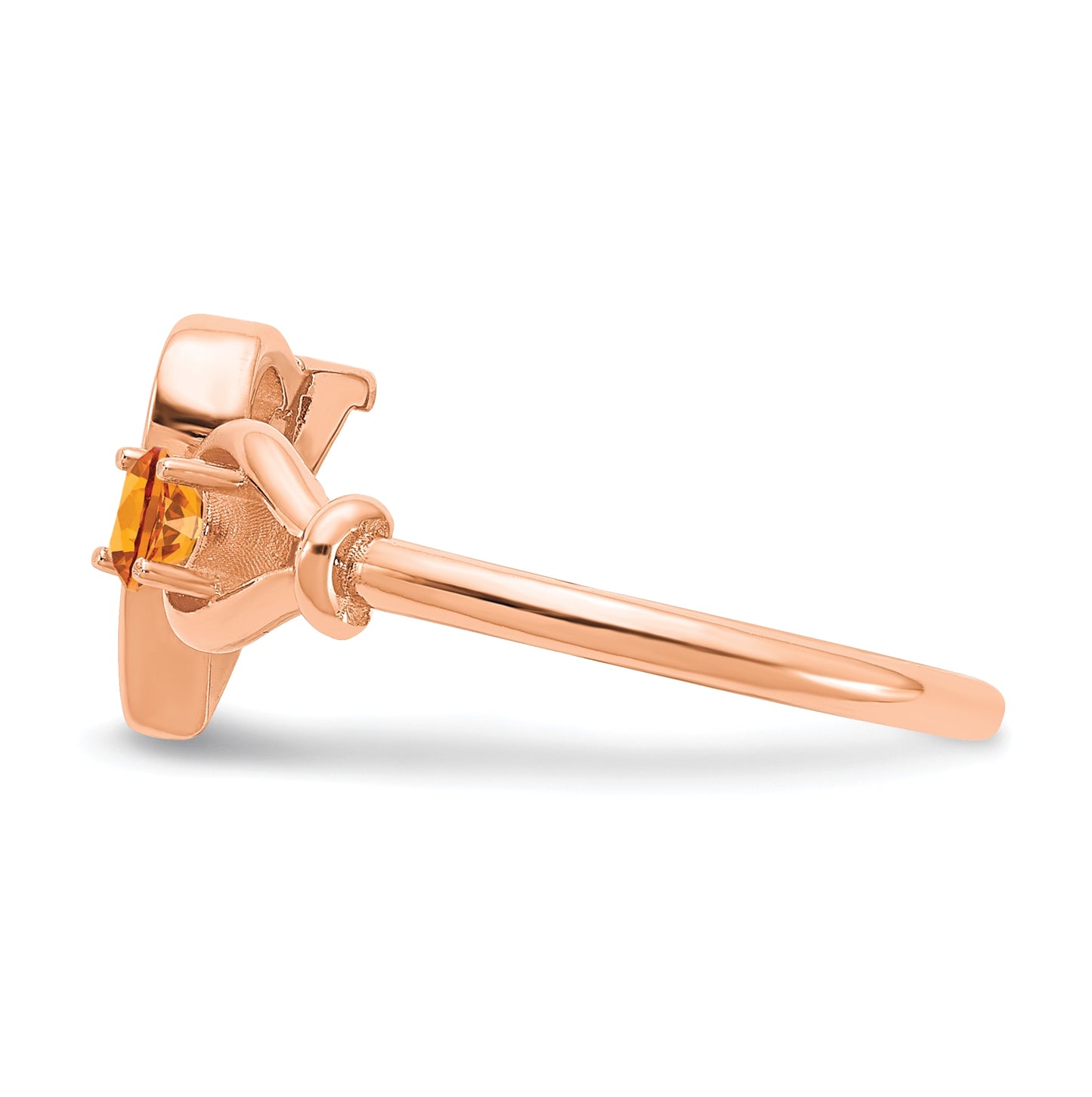 Sterling Silver Rose Gold plated Letter V with Birthstone Ring, Size 8