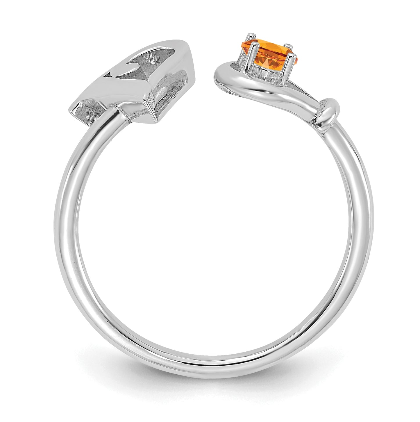 14K White Gold Letter V with Birthstone Ring, Size 7