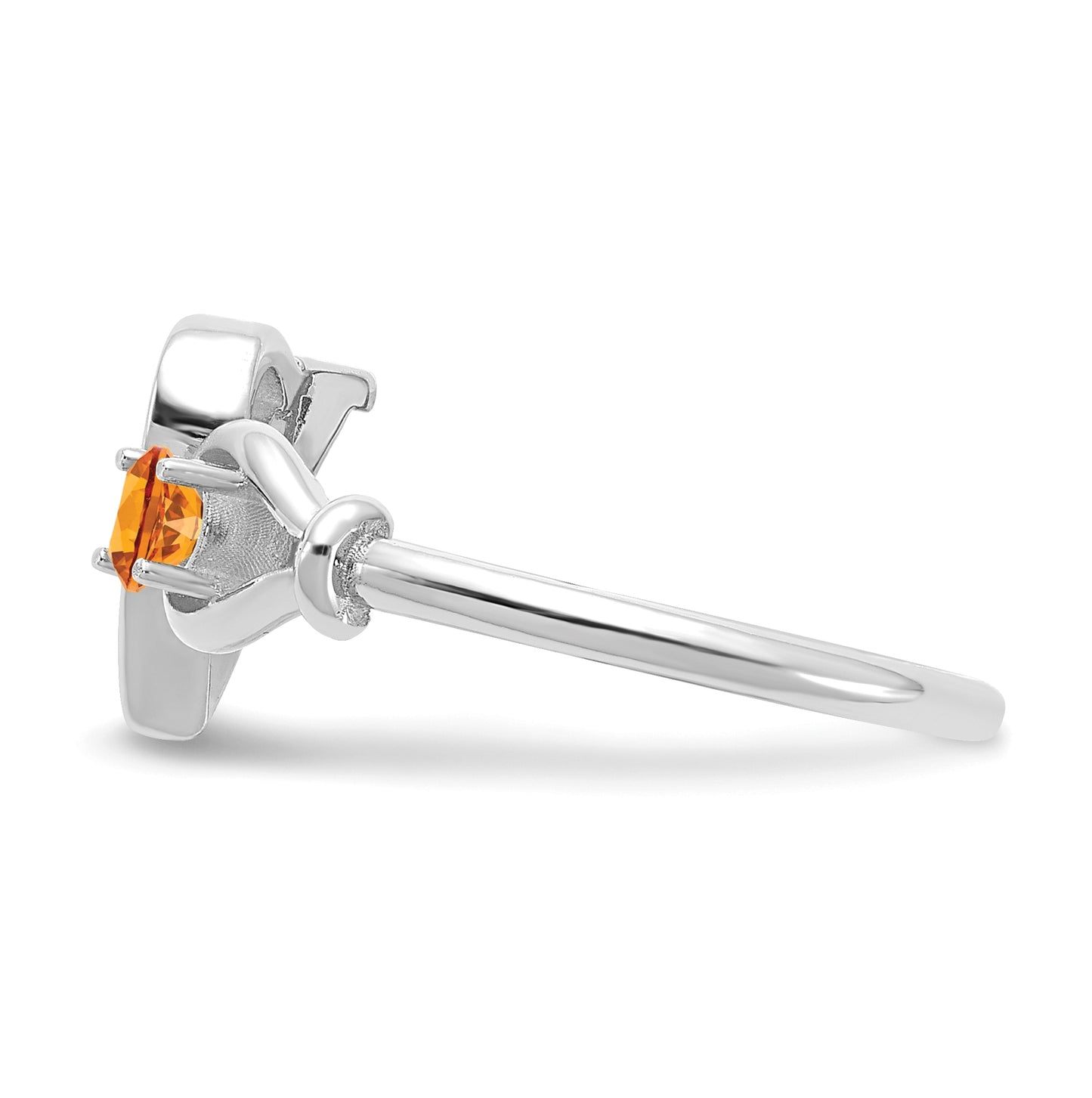 Sterling Silver Rhodium plated Letter V with Birthstone Ring, Size 7