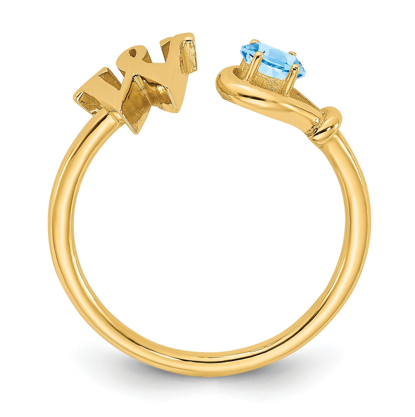 14K Yellow Gold Letter W with Birthstone Ring, Size 7