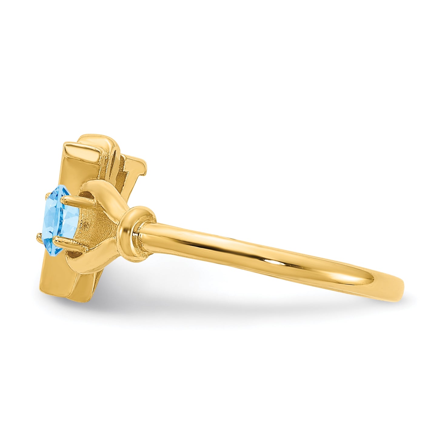 14K Yellow Gold Letter W with Birthstone Ring, Size 7