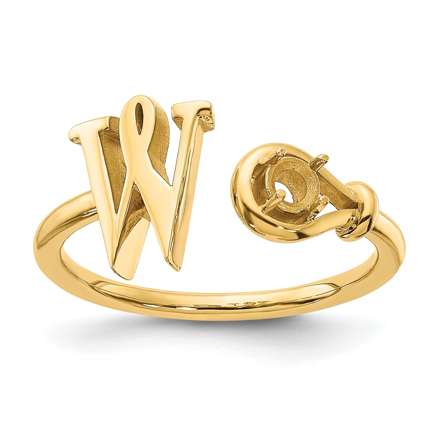 14K Yellow Gold Letter W with Birthstone Ring, Size 7