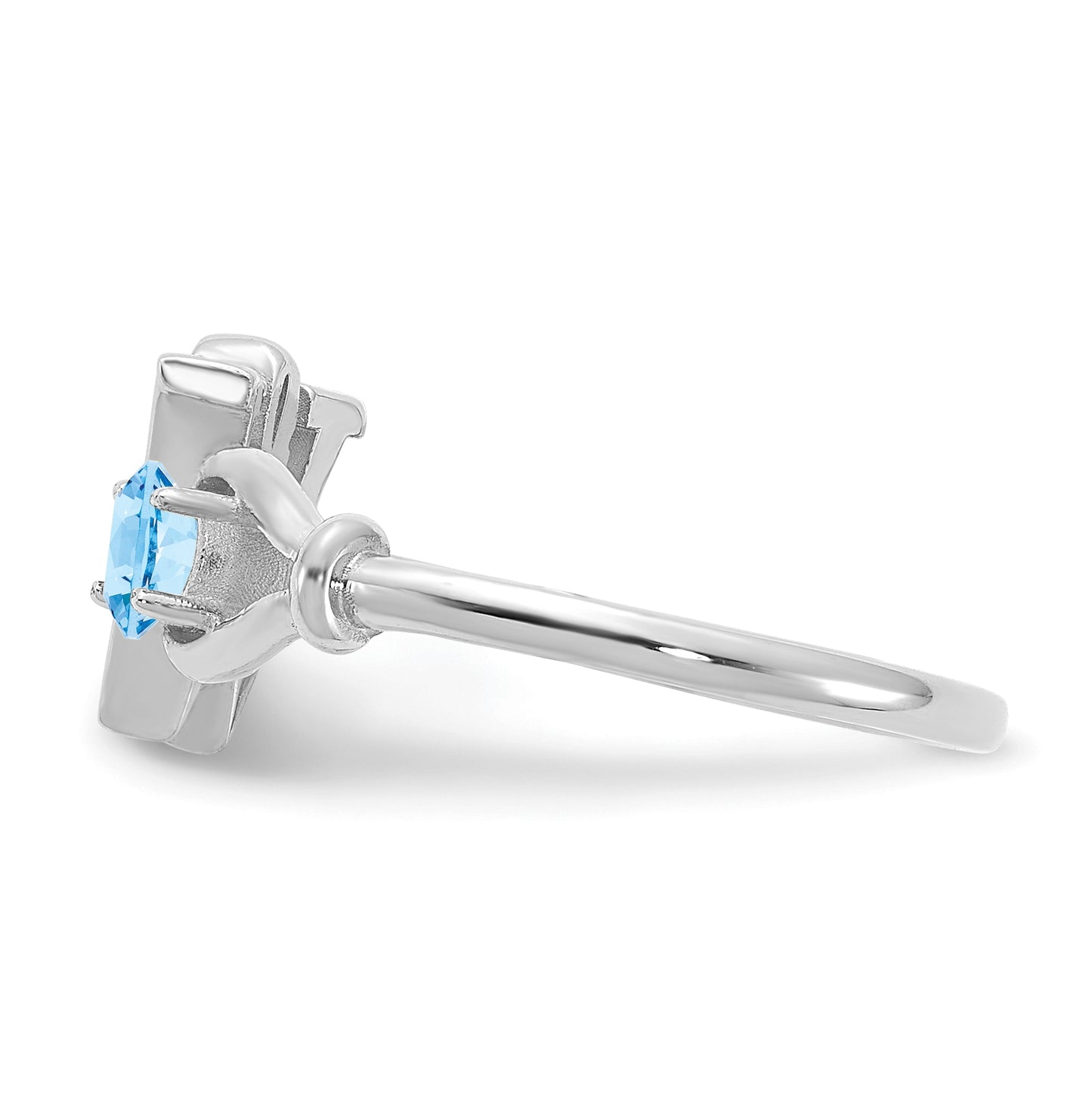 14K White Gold Letter W with Birthstone Ring, Size 7