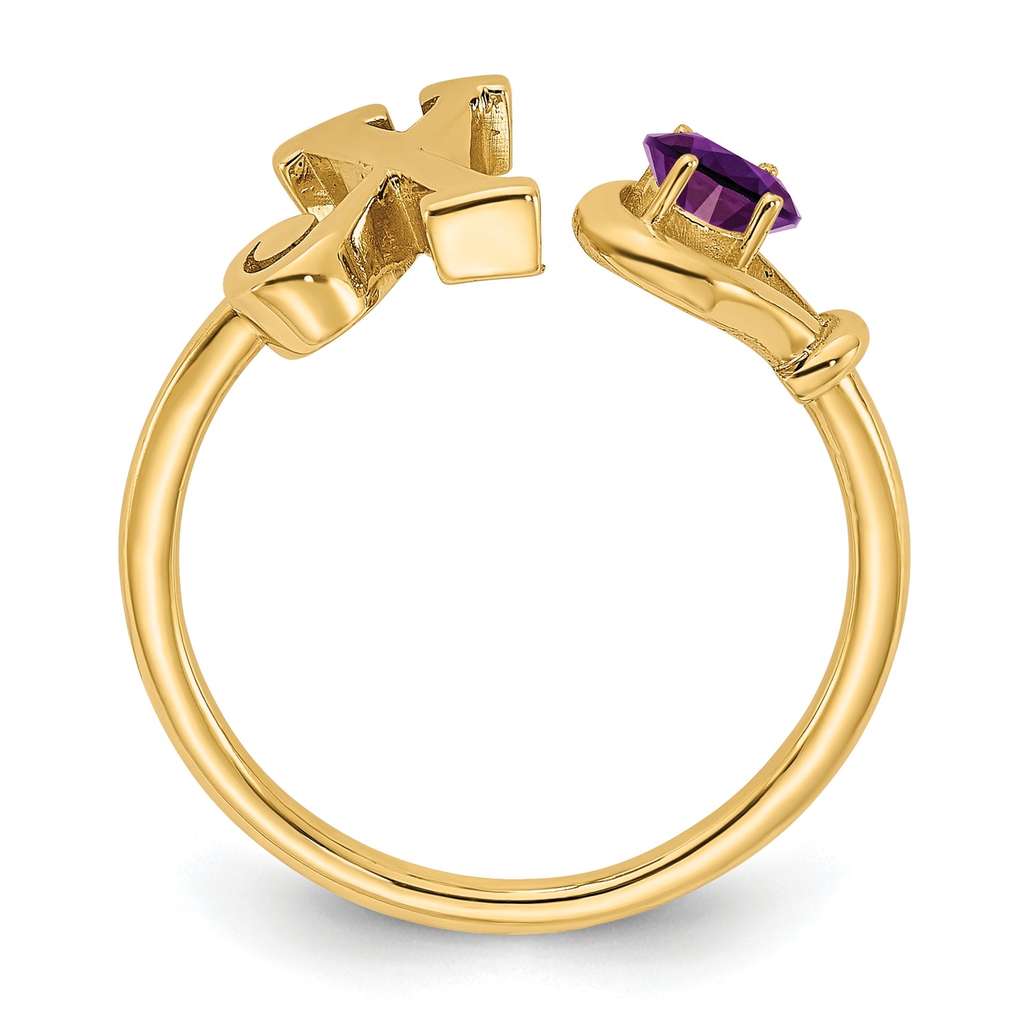 14K Yellow Gold Letter X with Birthstone Rings, Size 7