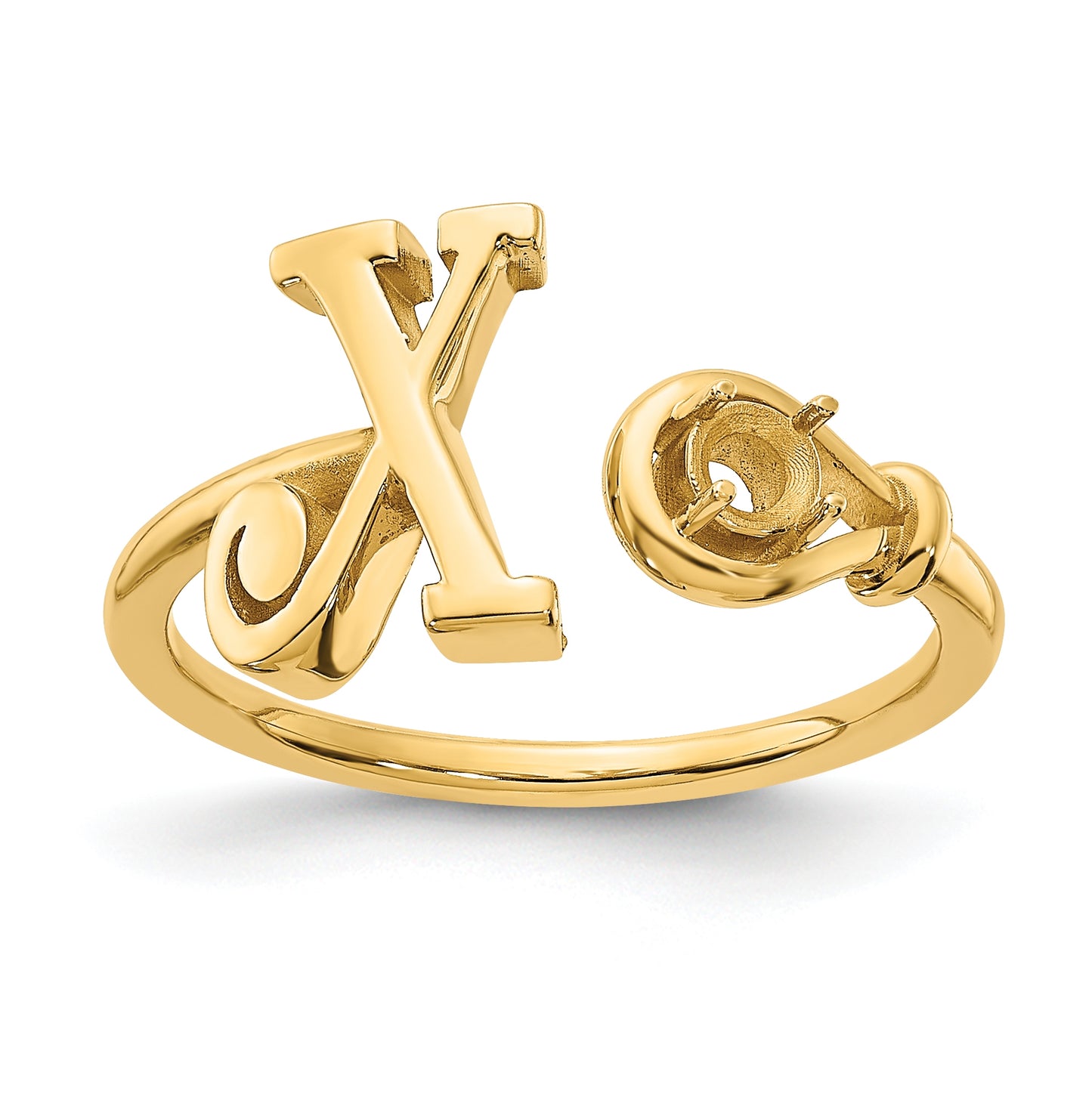 14K Yellow Gold Letter X with Birthstone Rings, Size 7