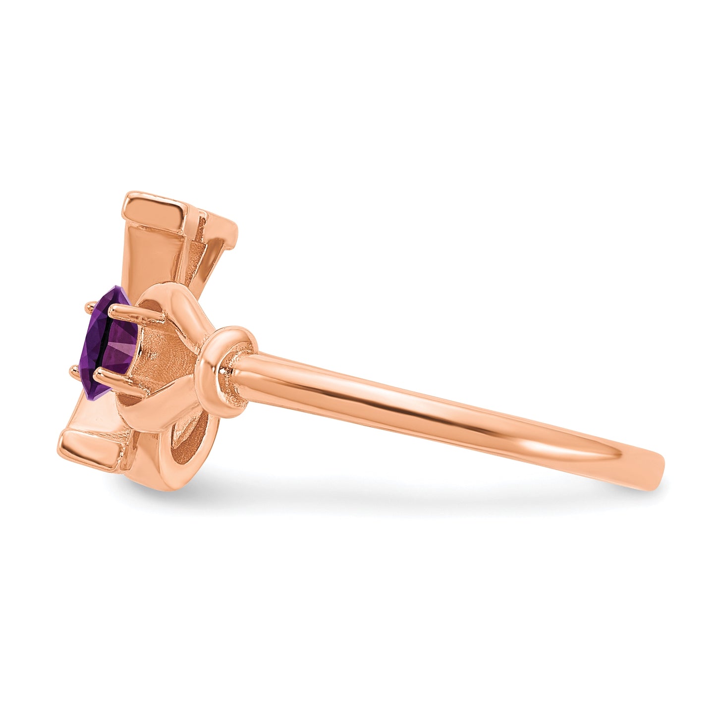 14K Rose Gold Letter X with Birthstone Ring, Size 8