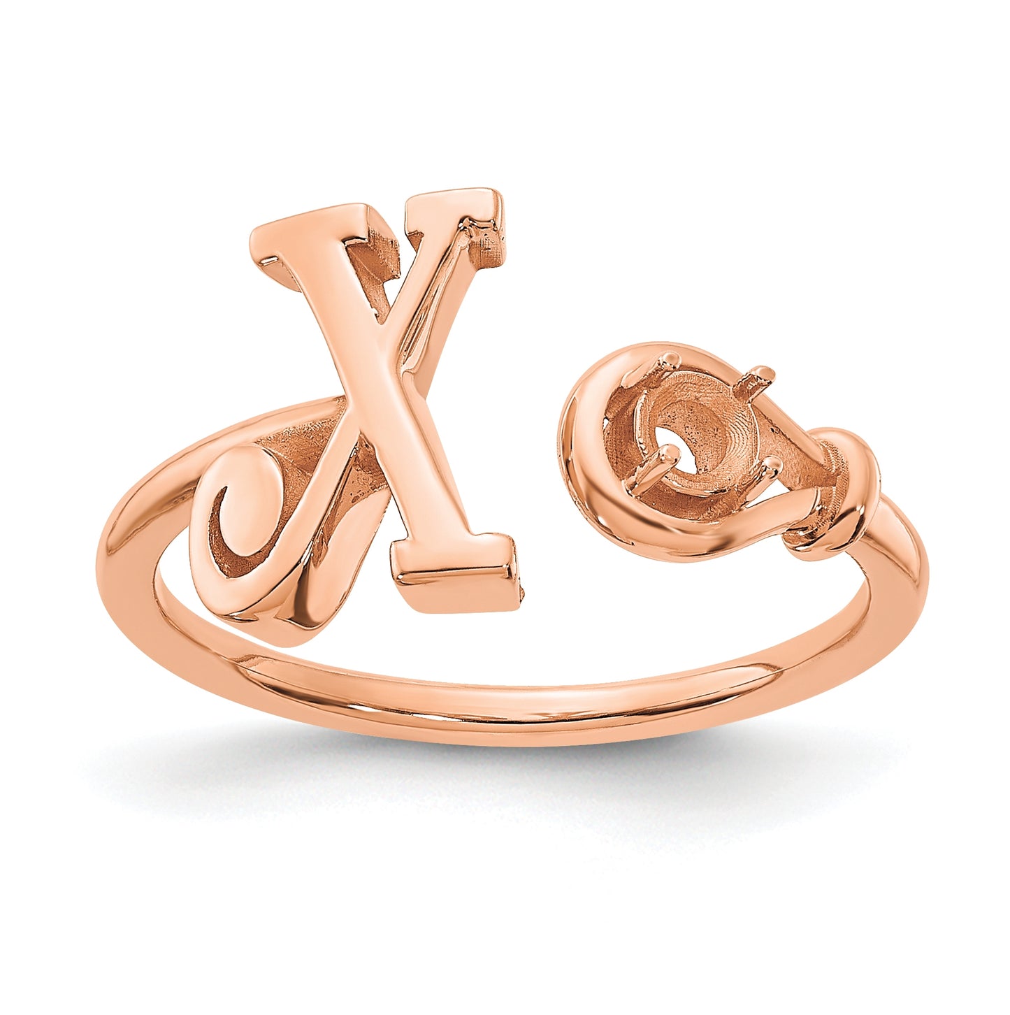 14K Rose Gold Letter X with Birthstone Ring, Size 8