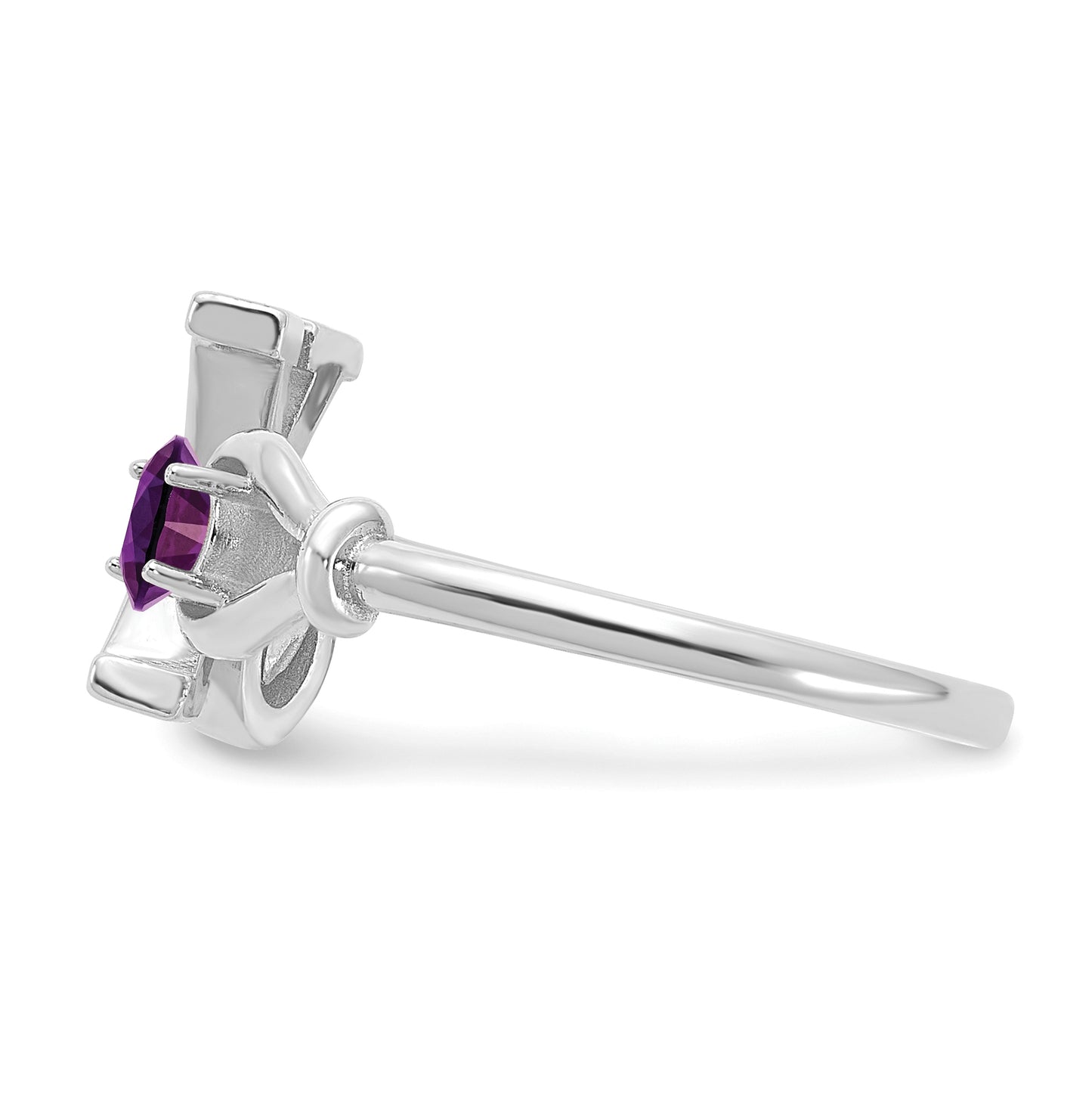 Sterling Silver Rhodium plated Letter X with Birthstone Ring, Size 7