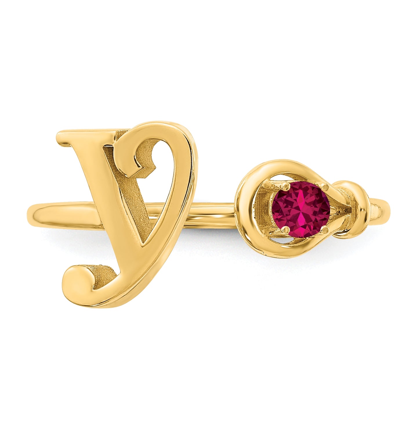 14K Yellow Gold Letter Y with Birthstone Rings, Size 7