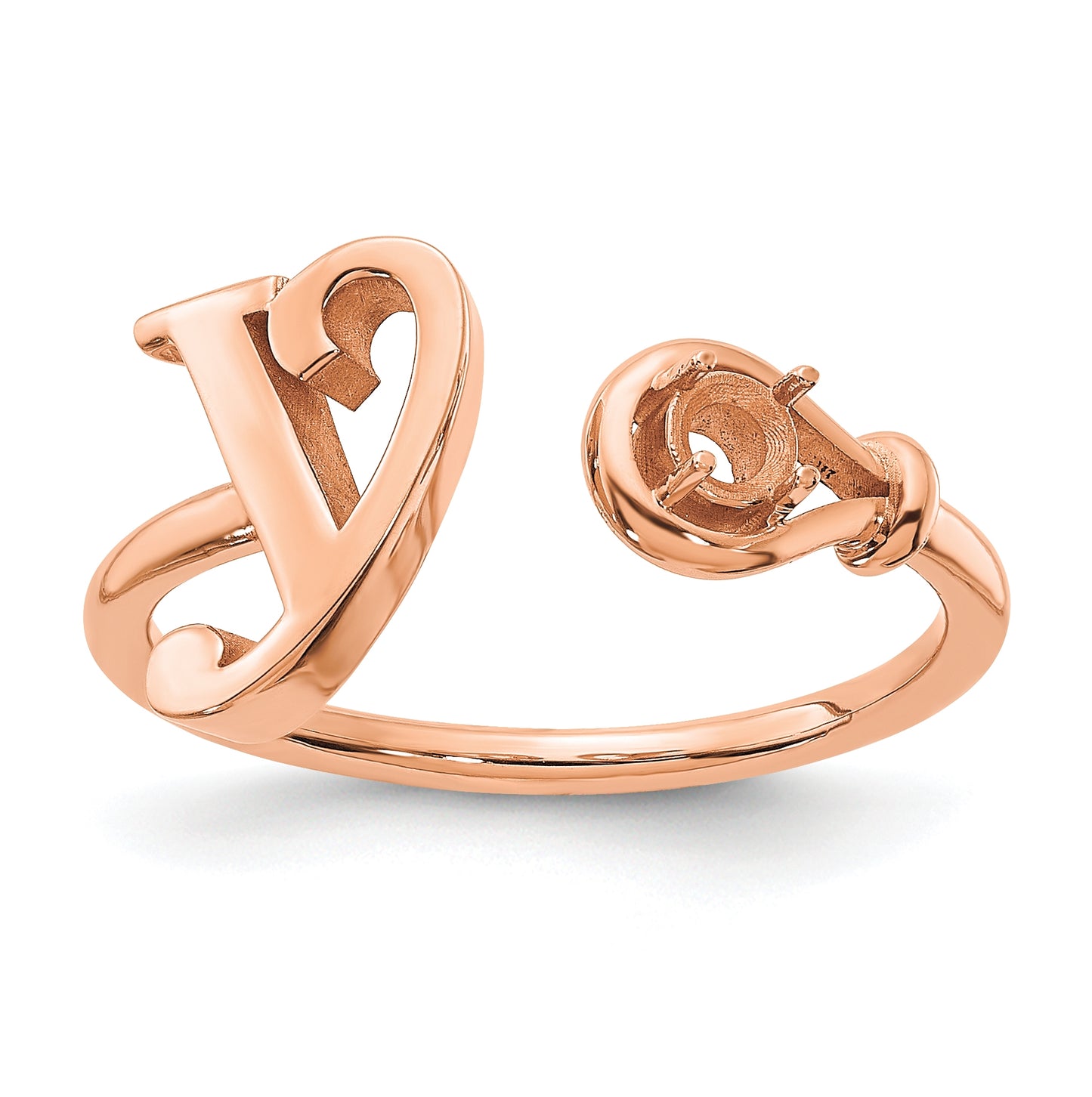 14K Rose Gold Letter Y w/Birthstone Ring, Size 8