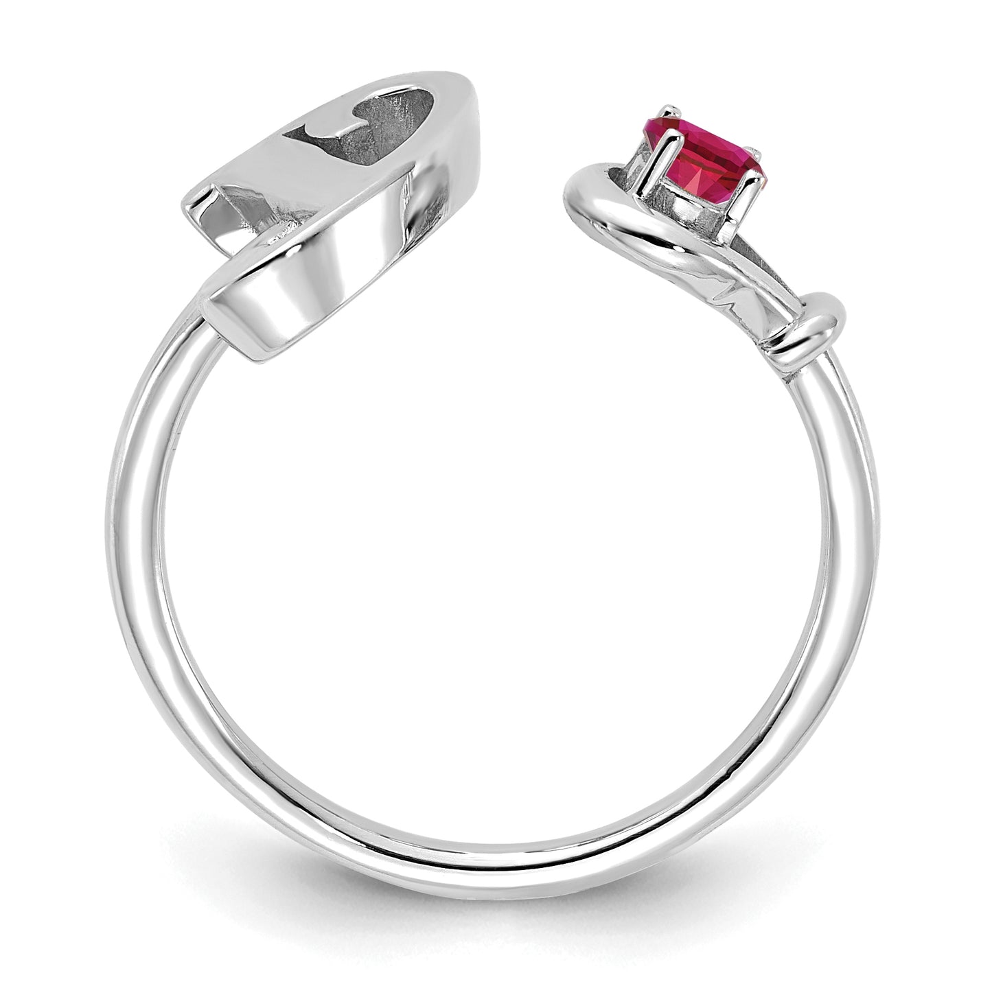 Sterling Silver Rhodium plated Letter Y with Birthstone Rings, Size 7