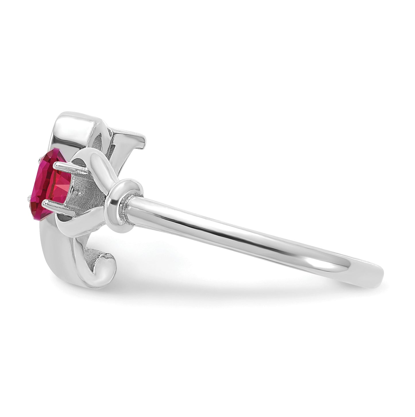 14K White Gold Letter Y with Birthstone Rings, Size 7