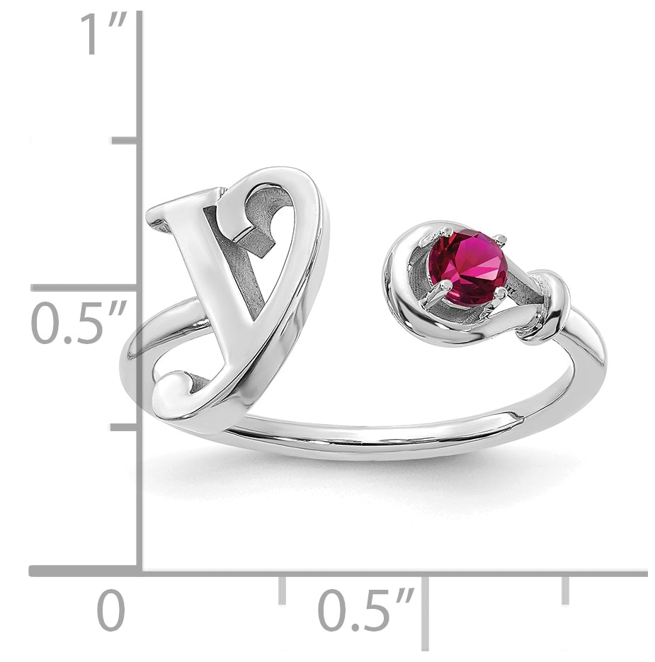 10K White Gold Letter Y with Birthstone Ring