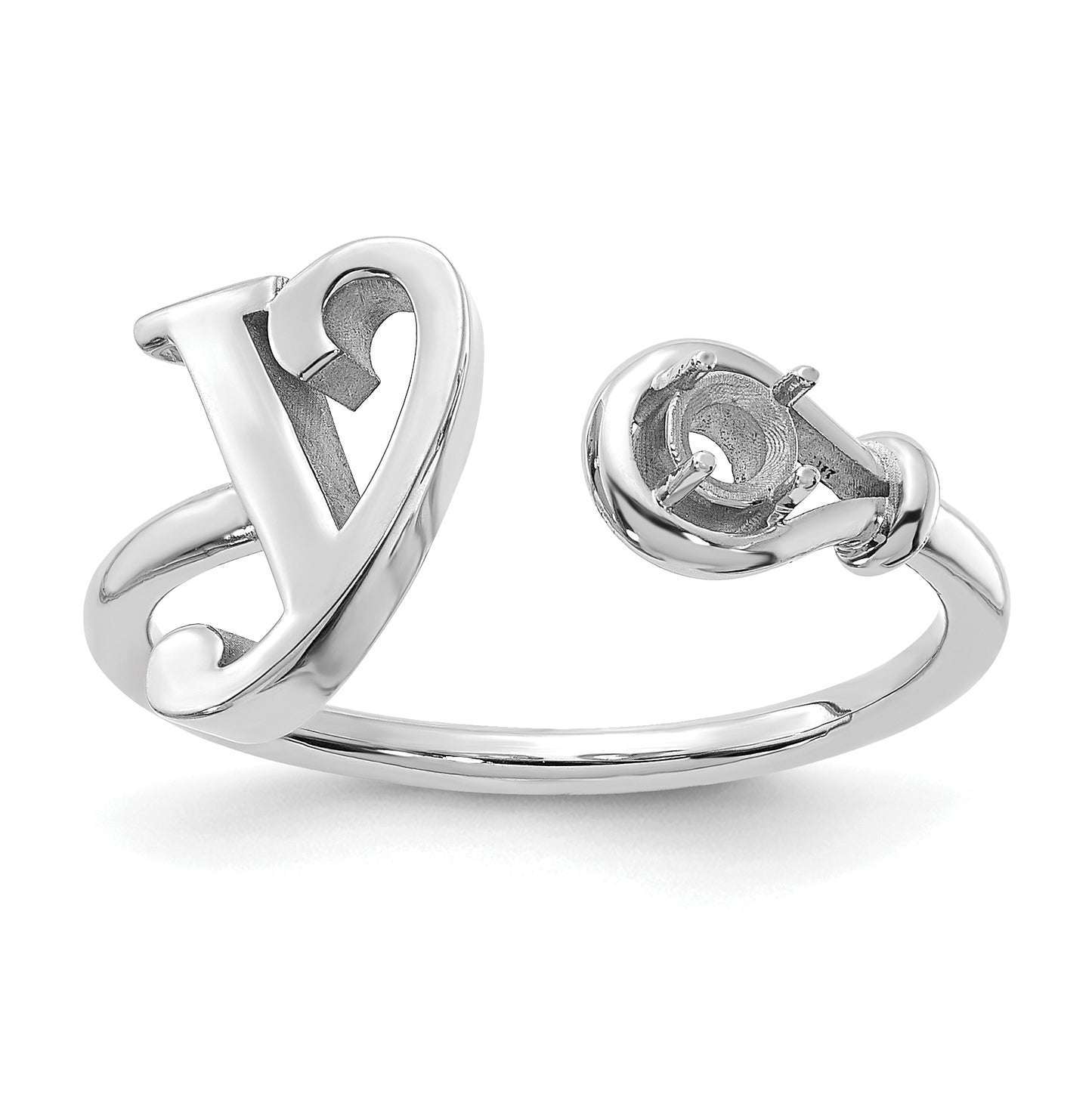 14K White Gold Letter Y with Birthstone Rings, Size 7